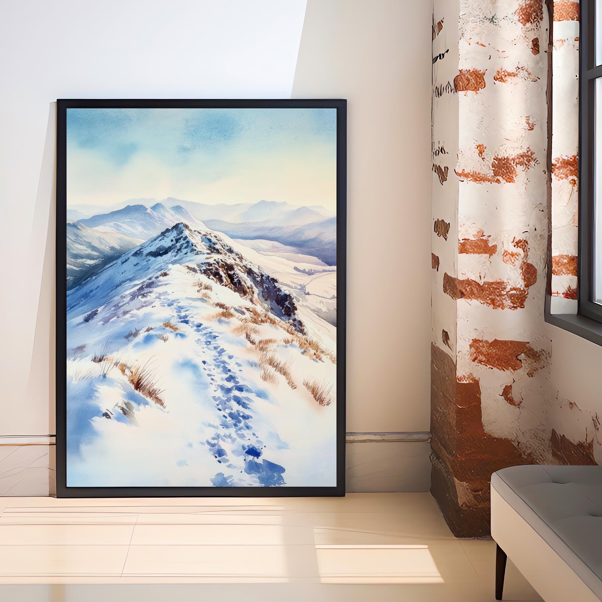 Cat Bells Watercolor Painting, Lake District Art, Cat Bells Mountain Print, Watercolor Landscape, Nature Wall Art, UK Travel Decor
