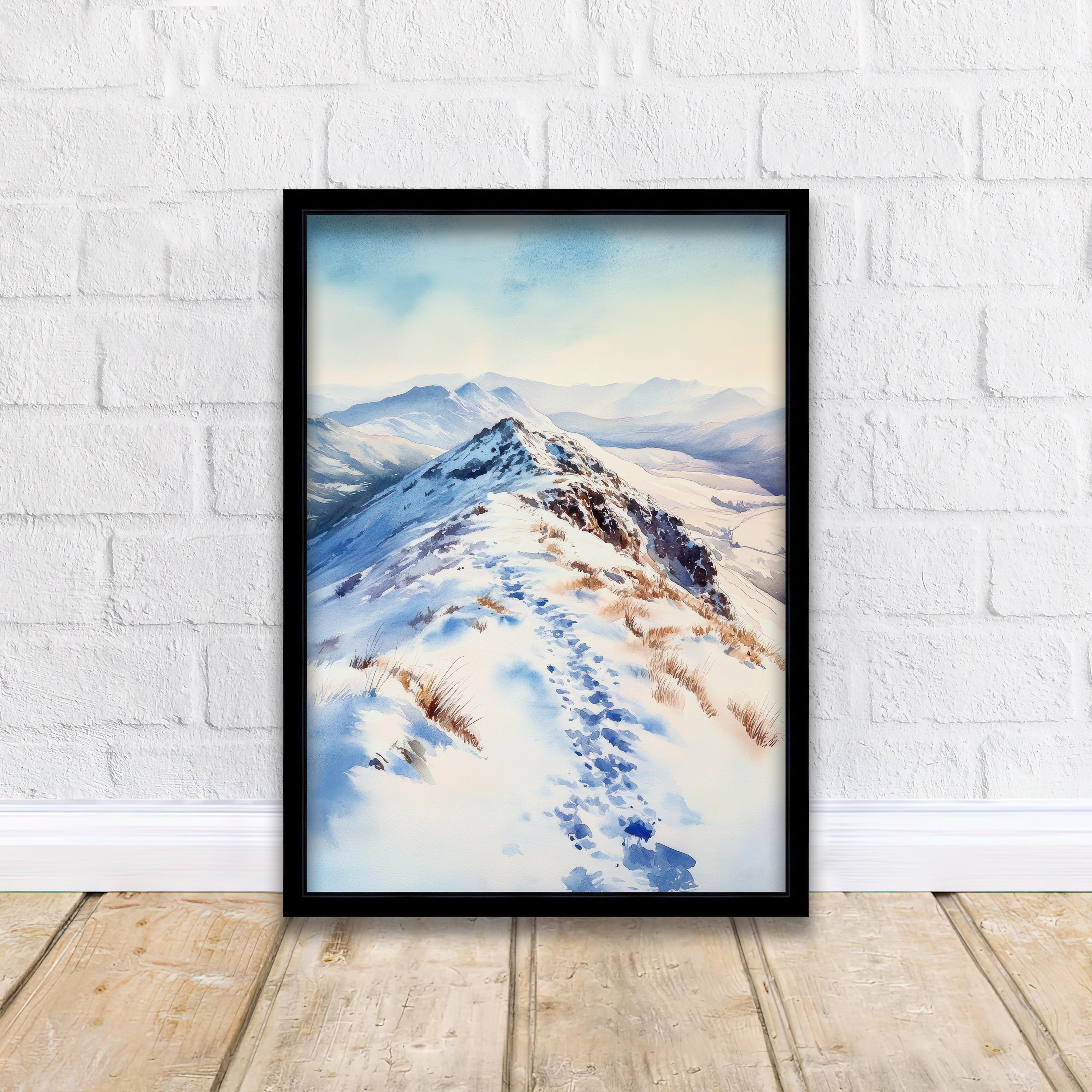 Cat Bells Watercolor Painting, Lake District Art, Cat Bells Mountain Print, Watercolor Landscape, Nature Wall Art, UK Travel Decor