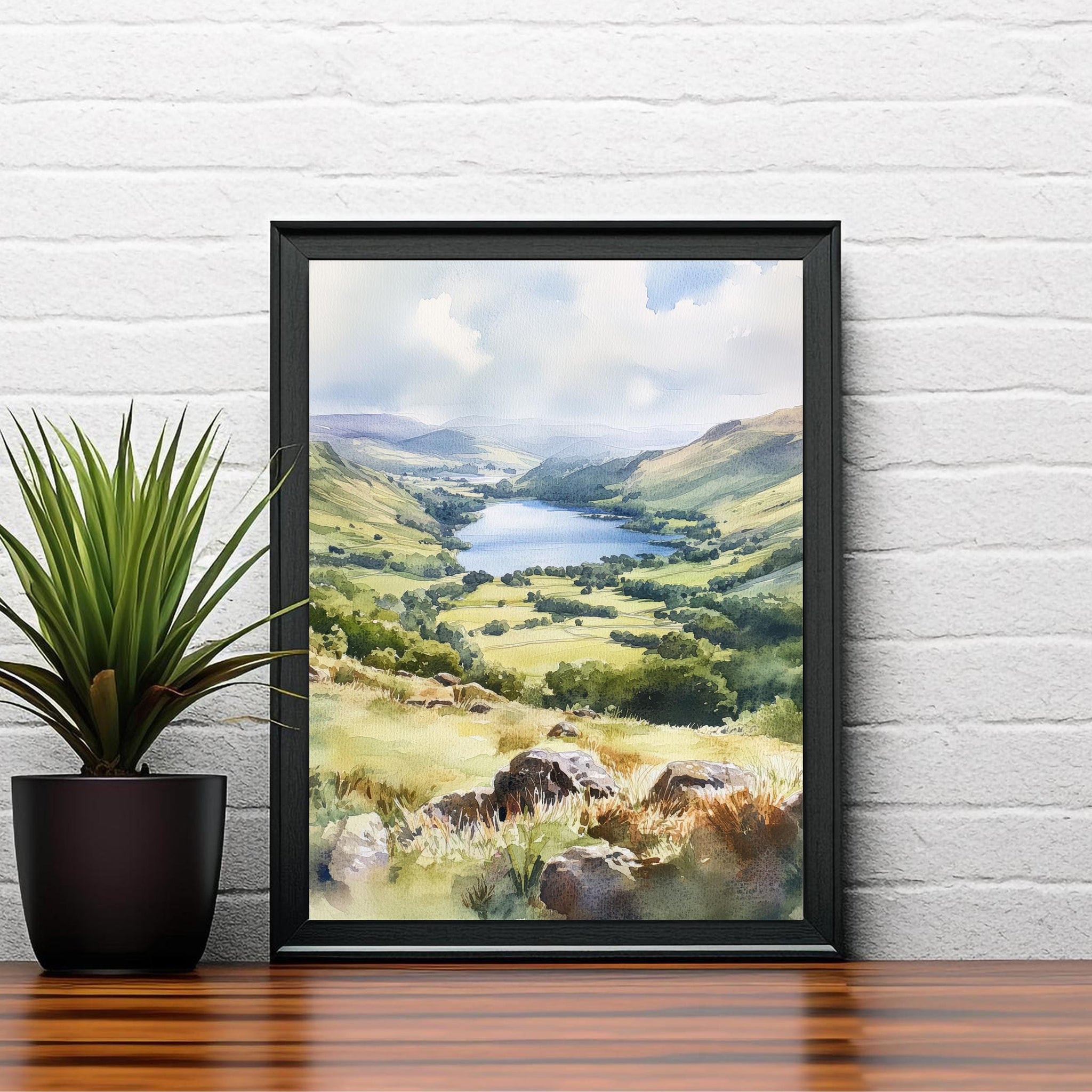 Cat Bells Watercolor Painting, Lake District Art, Cat Bells Mountain Poster, Watercolor Landscape, Nature Wall Art, UK Travel Decor