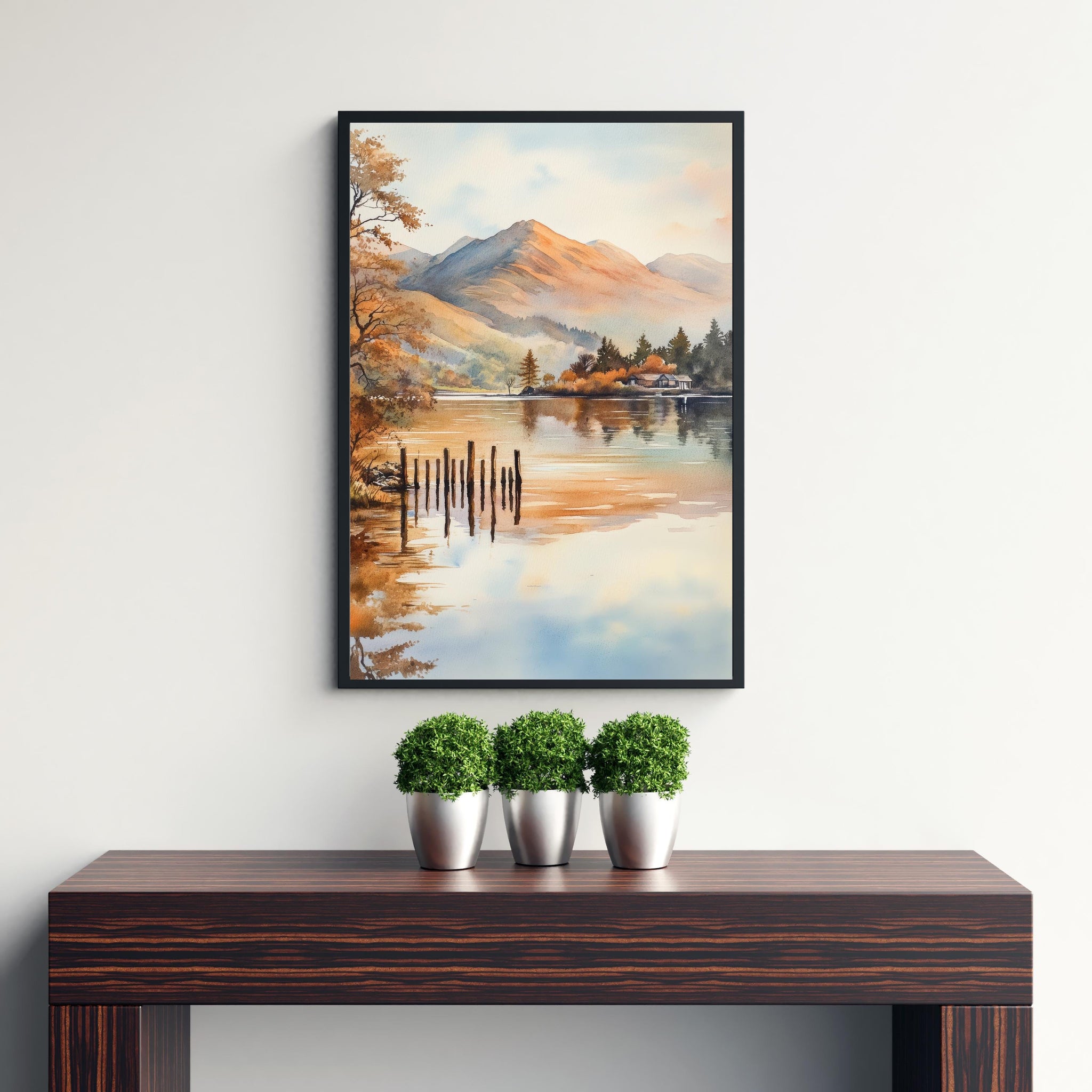 Derwentwater Lake District Watercolor Painting Lake District Landscape Art Derwentwater Poster UK Nature Art Watercolor Lake Painting Scenic