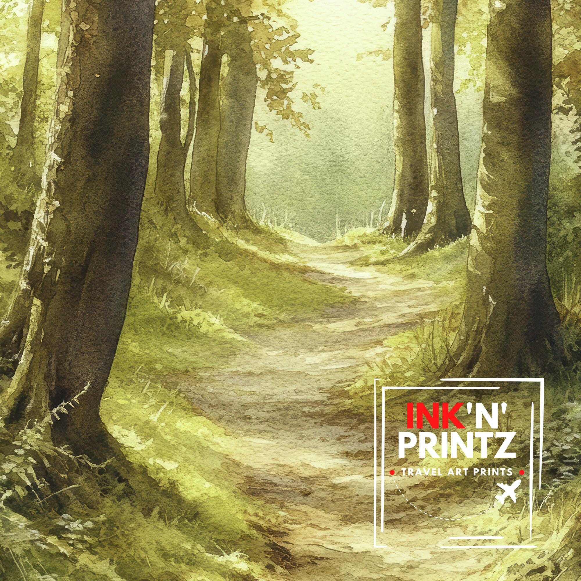 Forest of Dean Watercolor Painting UK Forest Art Watercolor Landscape Forest Art Print Nature Wall Decor Scenic Forest Art Gift