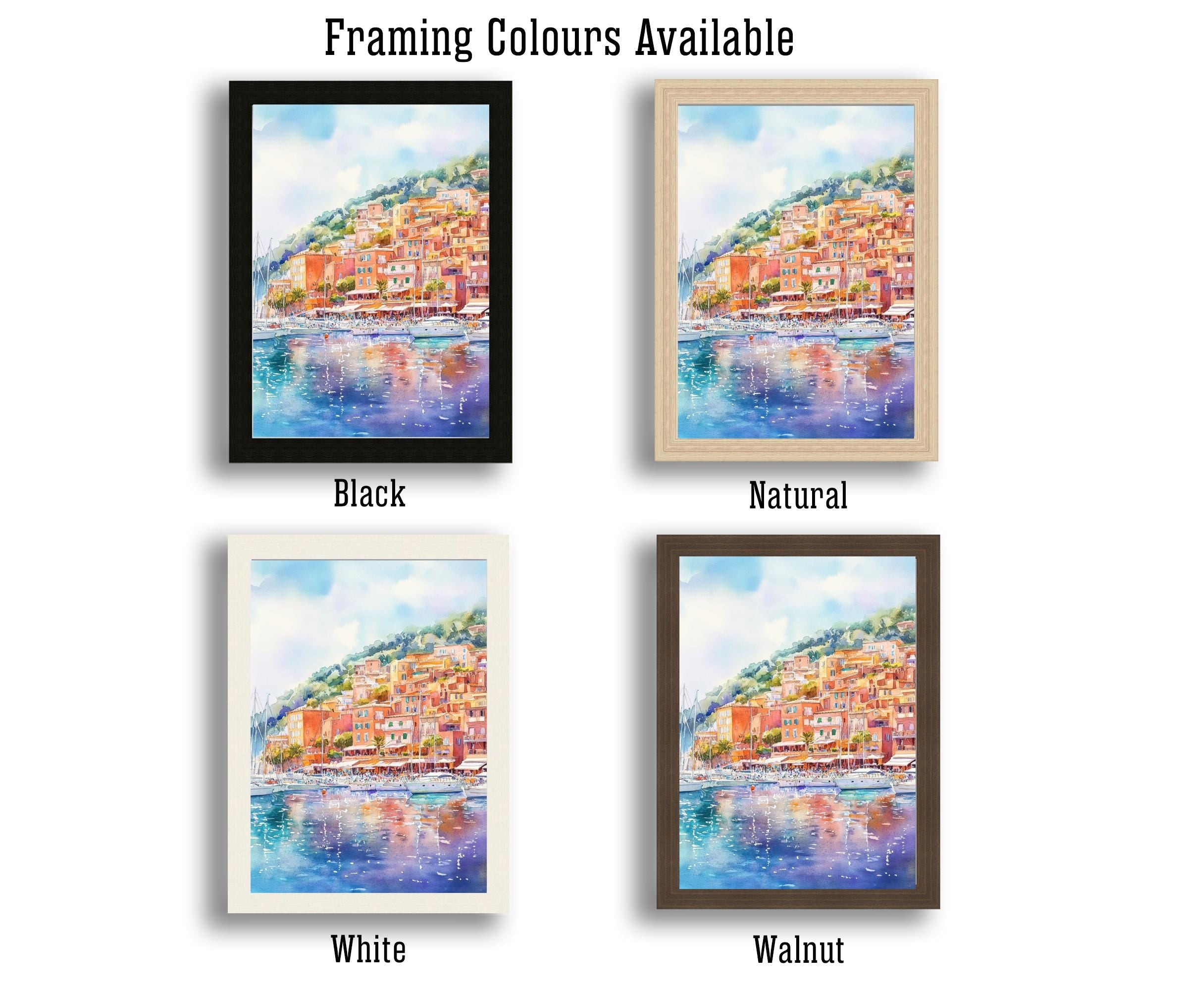 Villefranche sur Mer France Watercolor Painting French Riviera Art Watercolor Coastal Landscape Villefranche Print Mediterranean Wall Decor