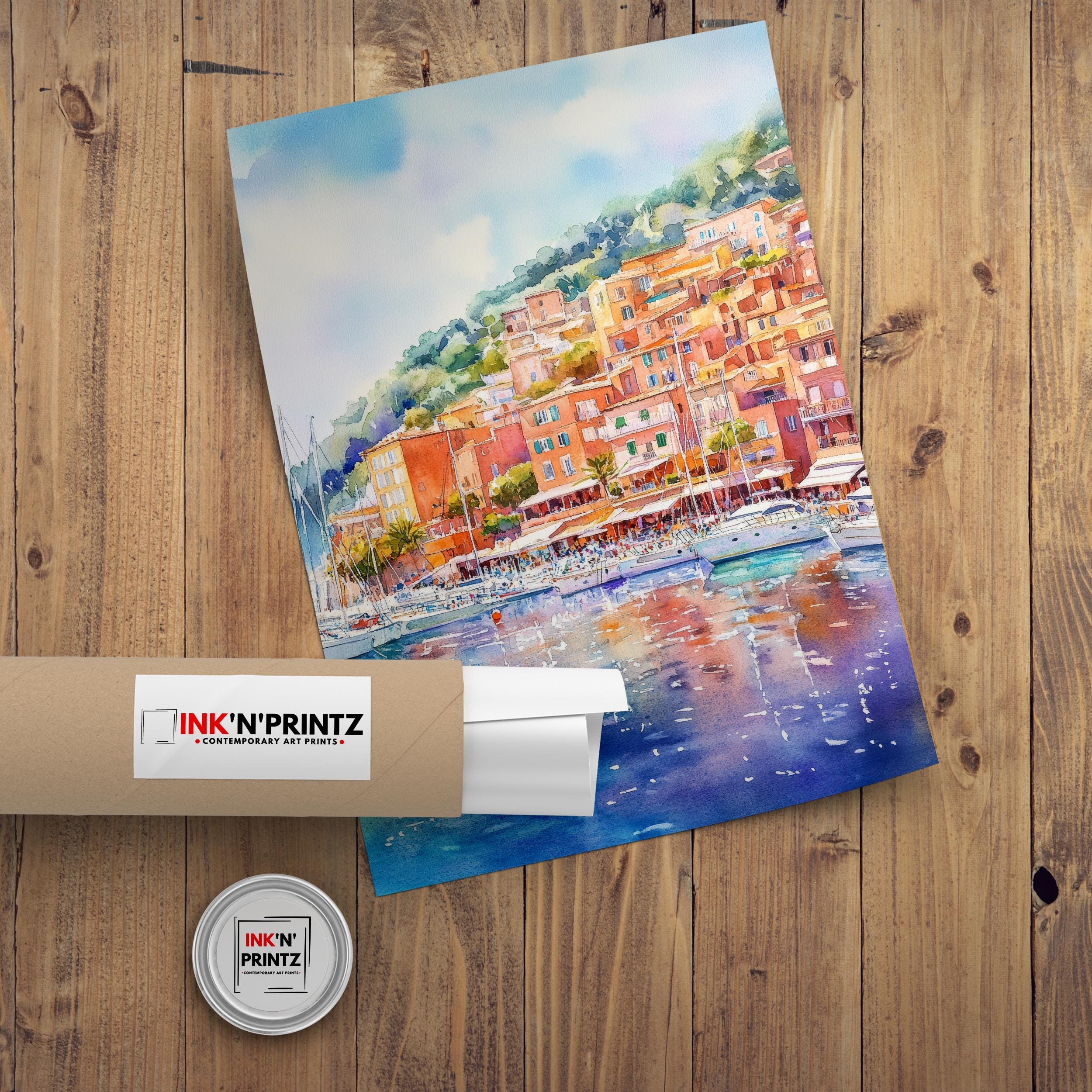 Villefranche sur Mer France Watercolor Painting French Riviera Art Watercolor Coastal Landscape Villefranche Print Mediterranean Wall Decor