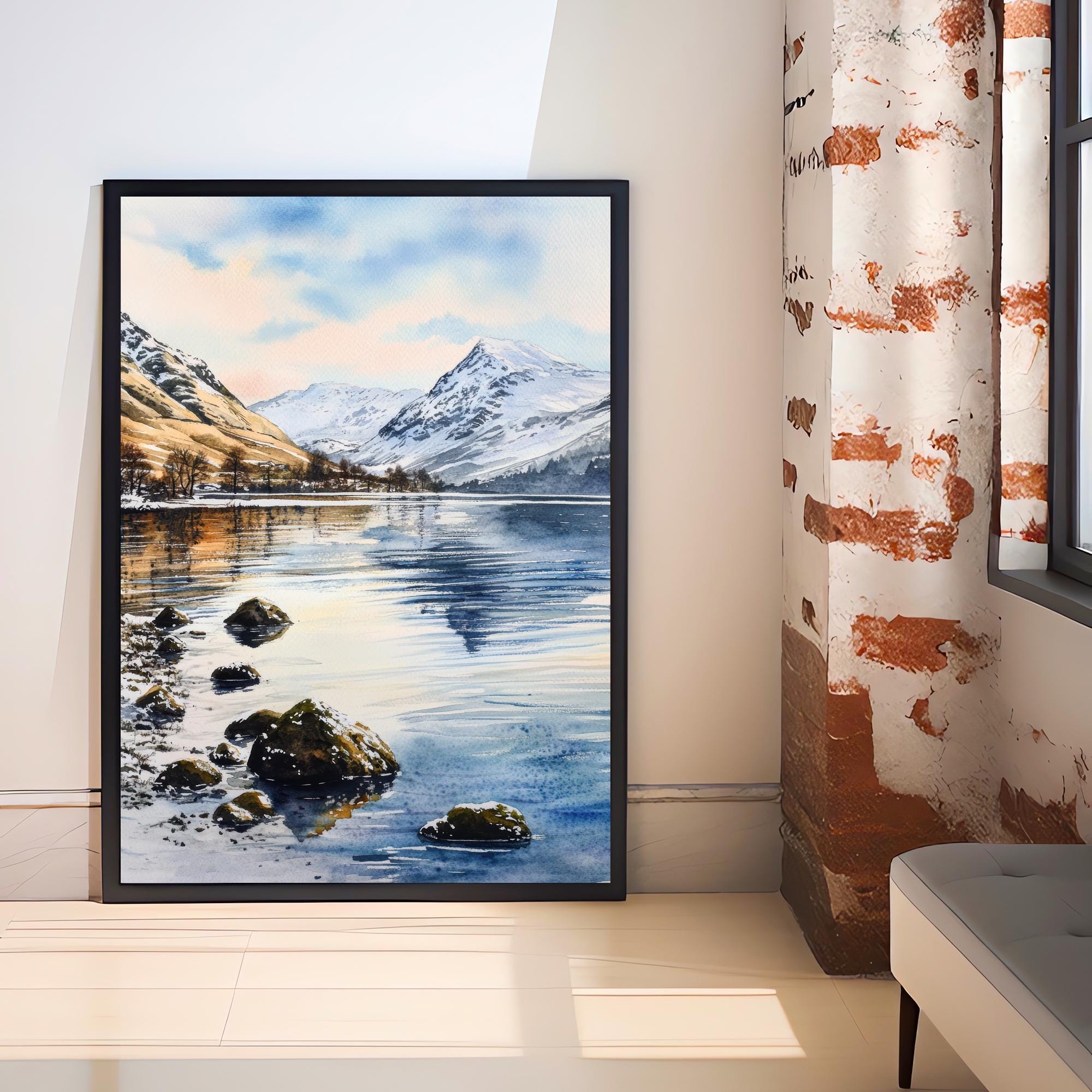 Ullswater Lake District Watercolor Painting Lake District Art Watercolor Landscape Ullswater Poster Scenic Lake Art UK Nature Art