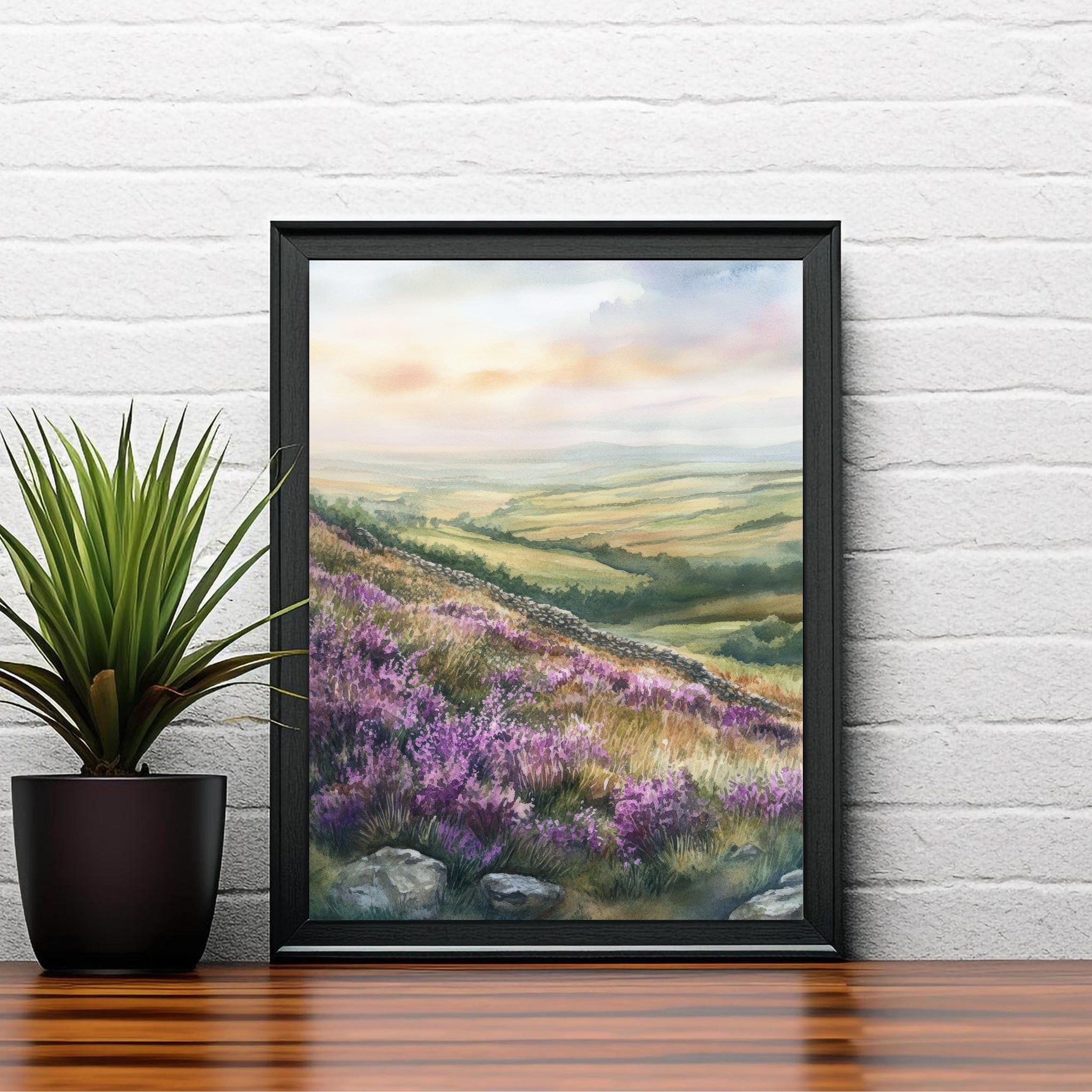 Peak District Watercolor Painting UK Landscape Art Watercolor Hills Peak District Print Nature Wall Decor Scenic Landscape Art