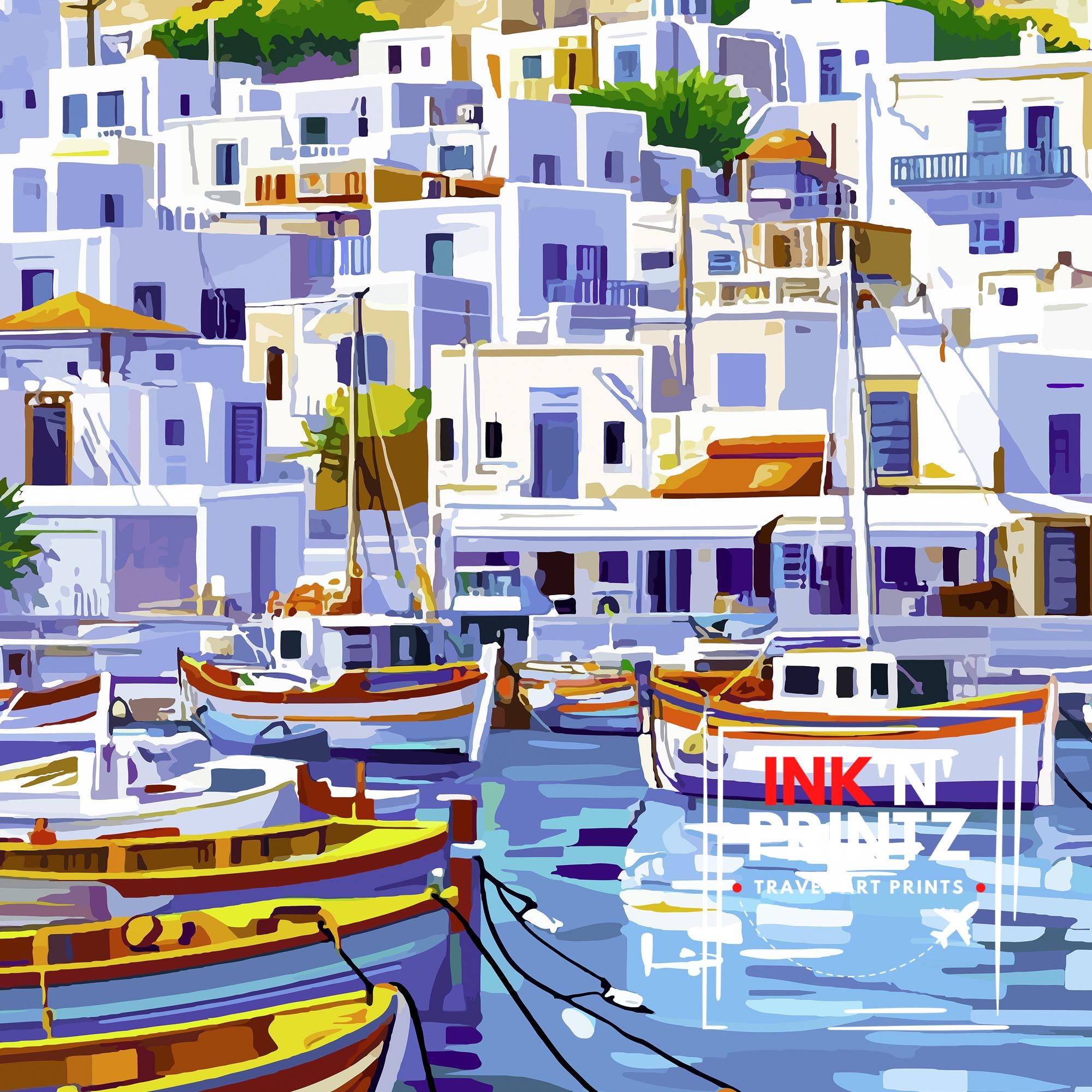 Naxos Travel Poster Greek Island Art Naxos Print Greece Travel Decor Greek Islands Poster Scenic Naxos Art