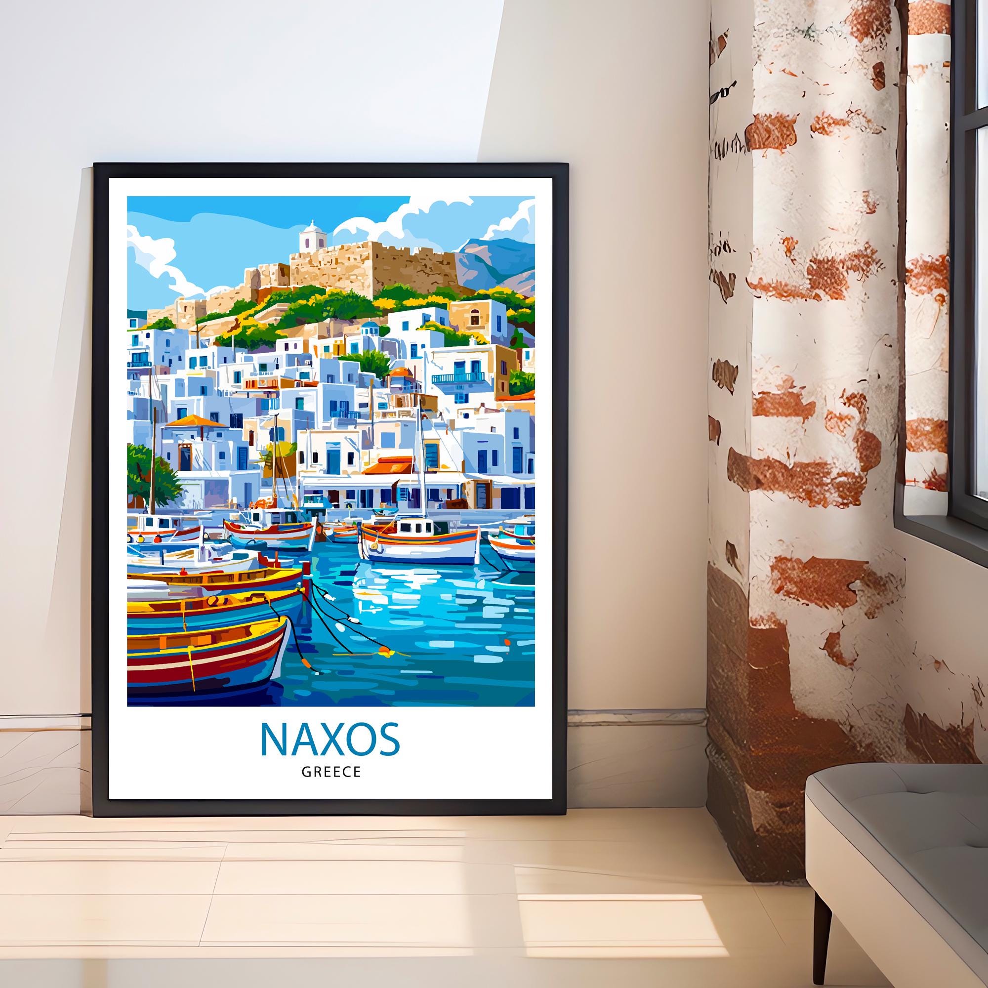 Naxos Travel Poster Greek Island Art Naxos Print Greece Travel Decor Greek Islands Poster Scenic Naxos Art