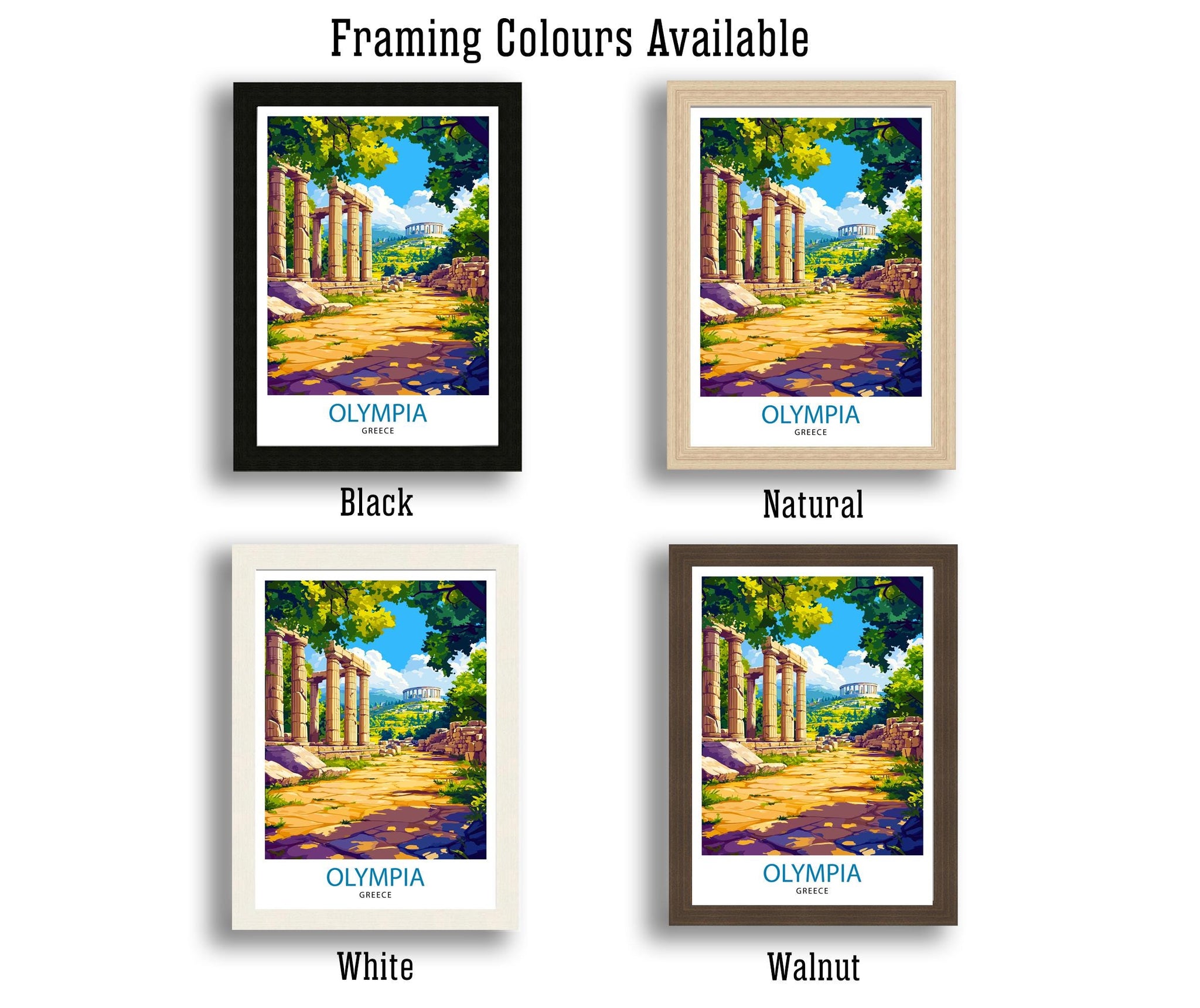 Olympia Travel Poster Ancient Greece Art Print Historic Olympia Poster Greece Ruins Wall Decor Temple of Zeus Art Ancient Greek Culture