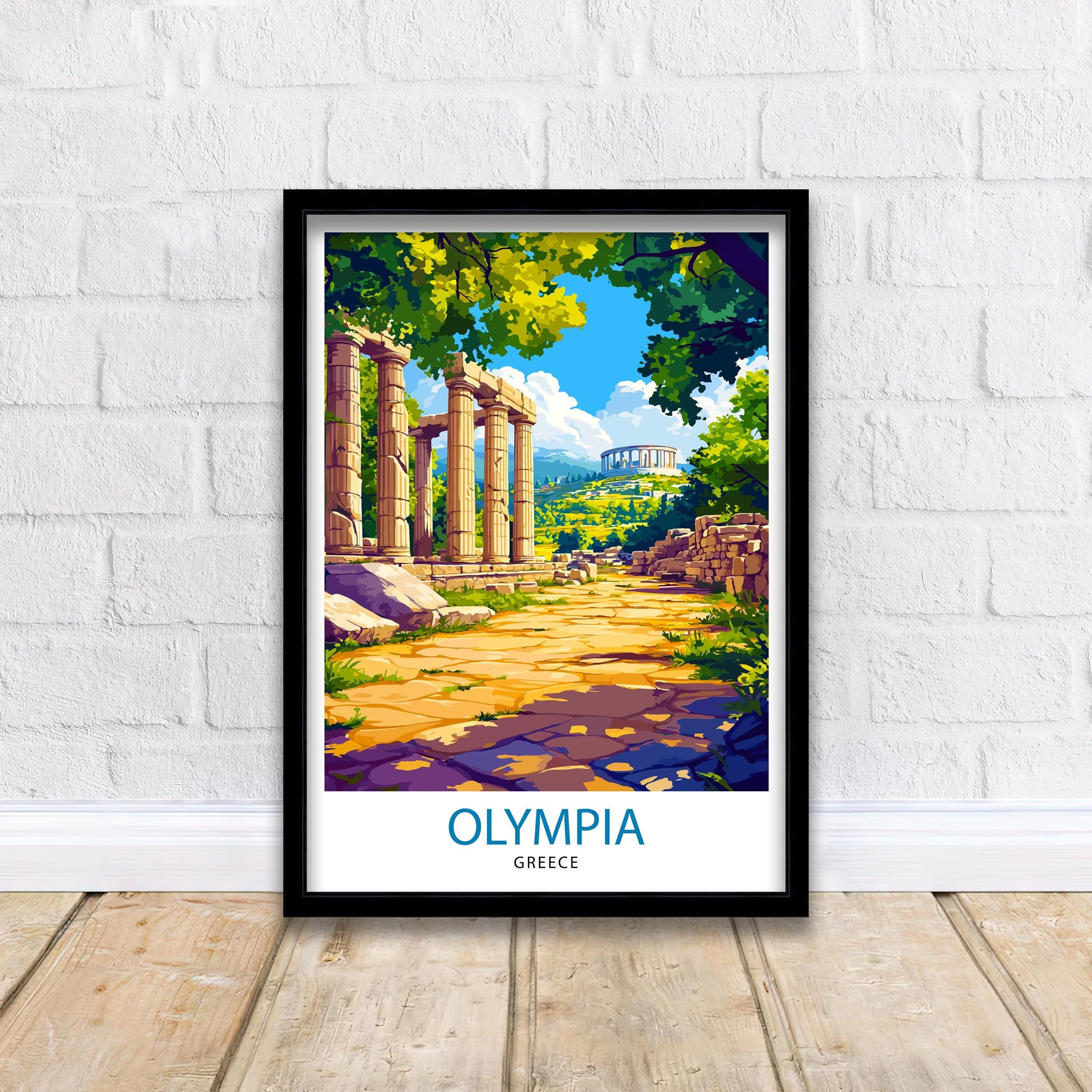 Olympia Travel Poster Ancient Greece Art Print Historic Olympia Poster Greece Ruins Wall Decor Temple of Zeus Art Ancient Greek Culture