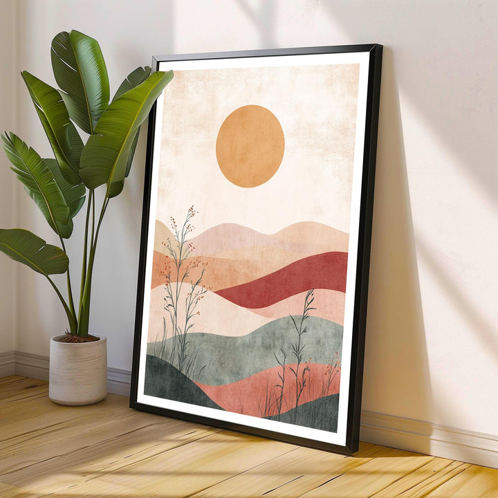 Boho Mountain Landscape Wall Print Modern Nature Wall Art Earthy Scenic Poster for Living Room Bedroom or Gallery Wall Tranquil Bohemian