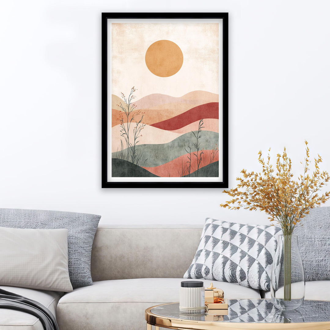 Boho Mountain Landscape Wall Print Modern Nature Wall Art Earthy Scenic Poster for Living Room Bedroom or Gallery Wall Tranquil Bohemian