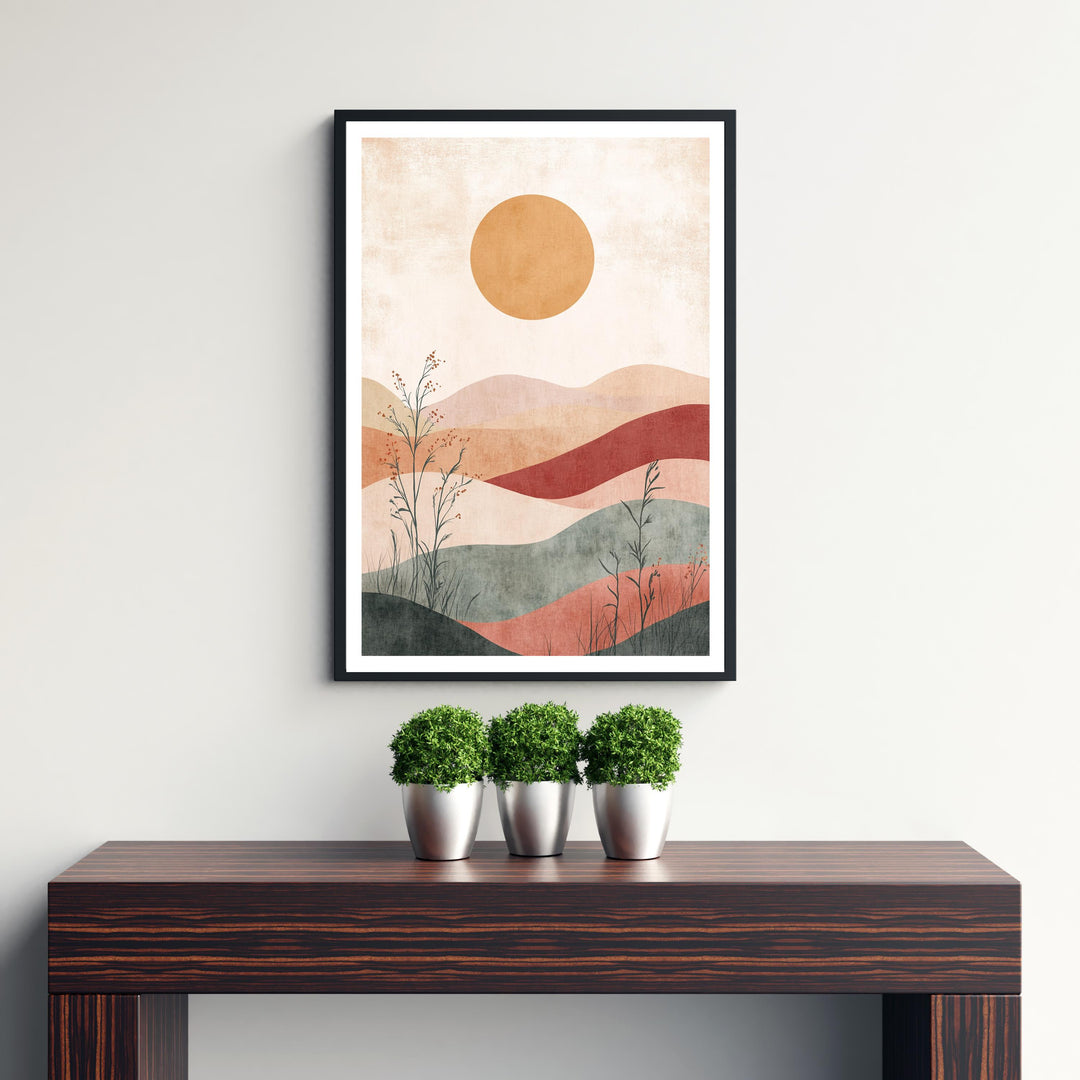 Boho Mountain Landscape Wall Print Modern Nature Wall Art Earthy Scenic Poster for Living Room Bedroom or Gallery Wall Tranquil Bohemian