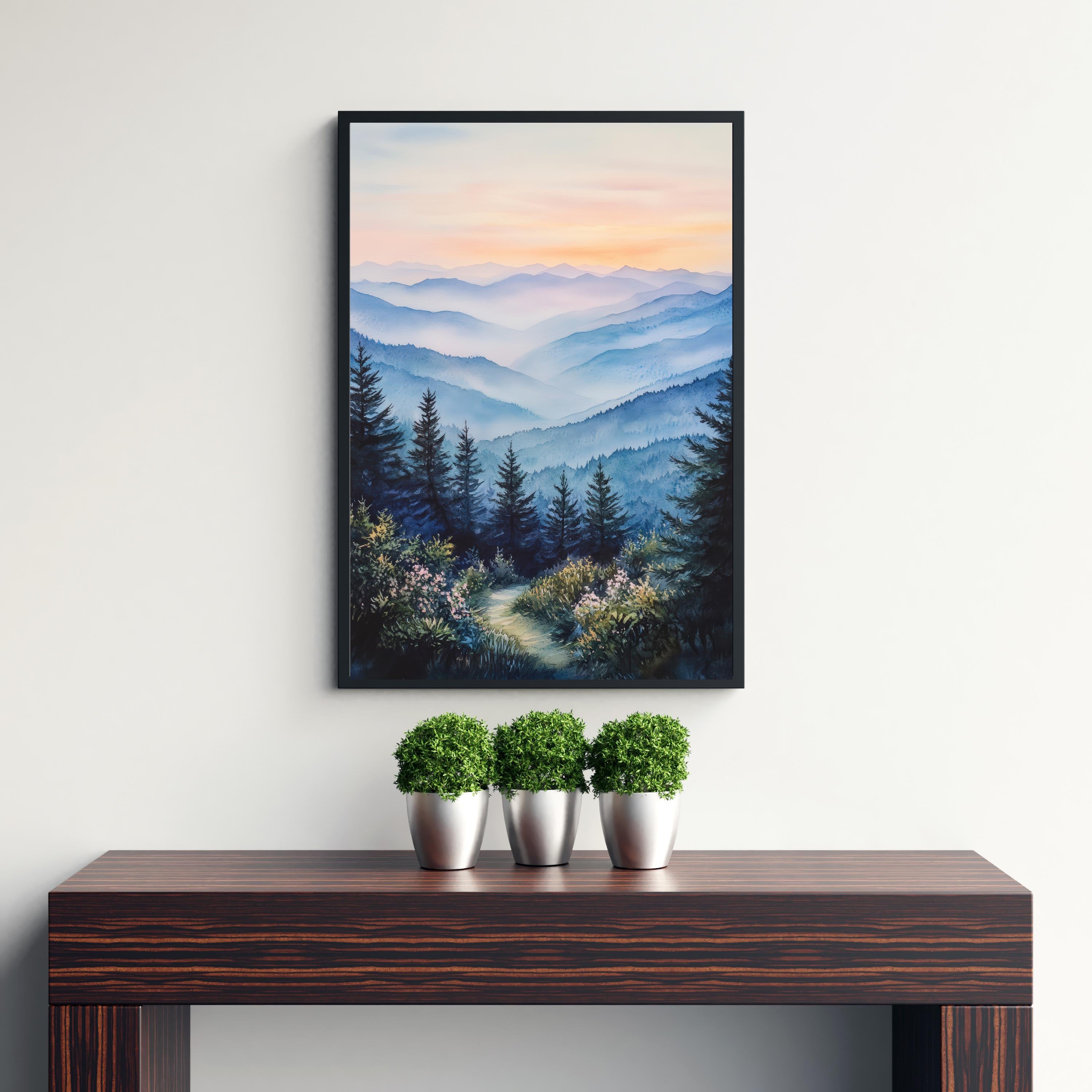 Smoky Mountains Watercolor Travel Print Wall Decor Wall Art Smoky Mountains Landscape Wall Hanging Home Décor Nature Gift Art Lovers Scenic