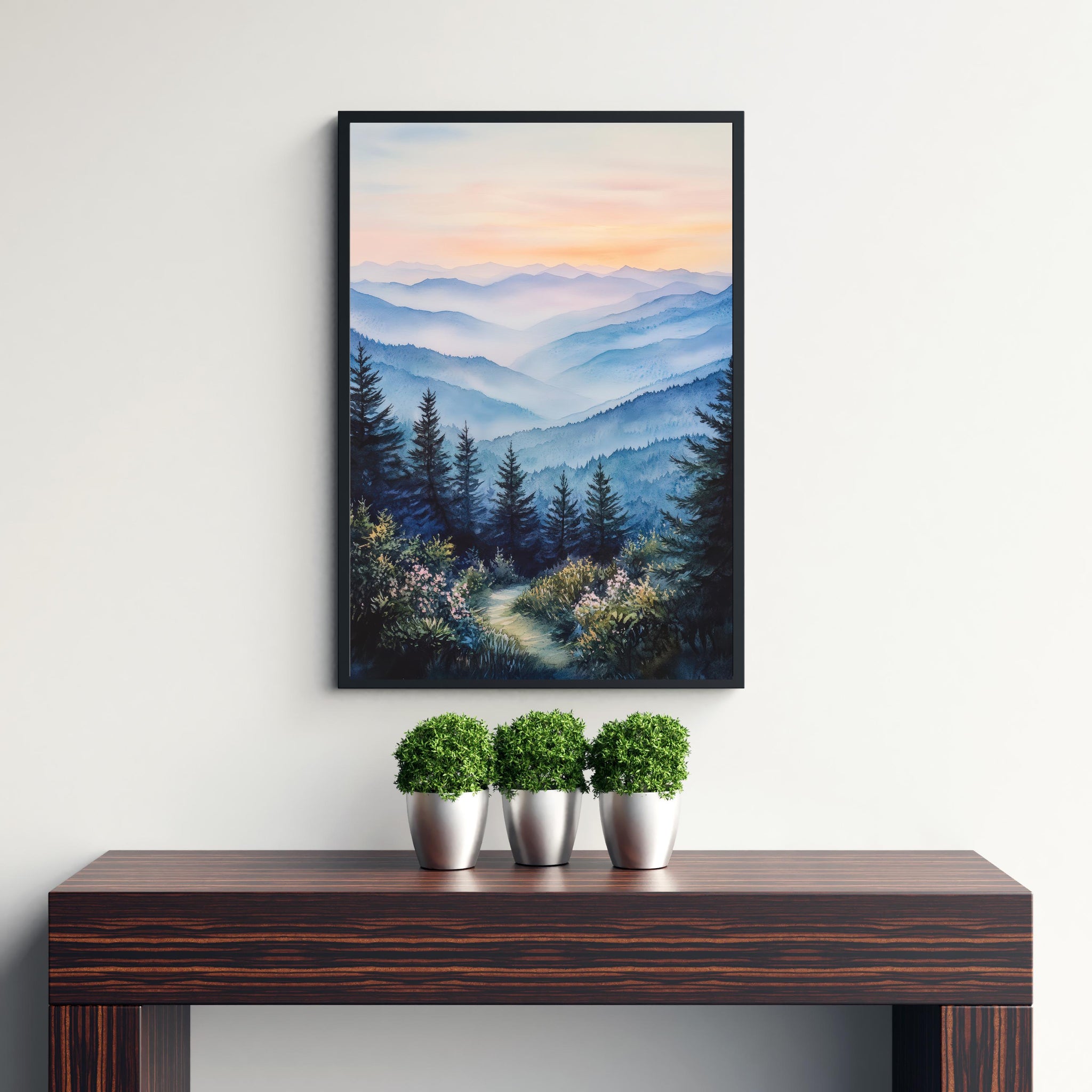 Smoky Mountains Watercolor Travel Print Wall Decor Wall Art Smoky Mountains Landscape Wall Hanging Home Décor Nature Gift Art Lovers Scenic