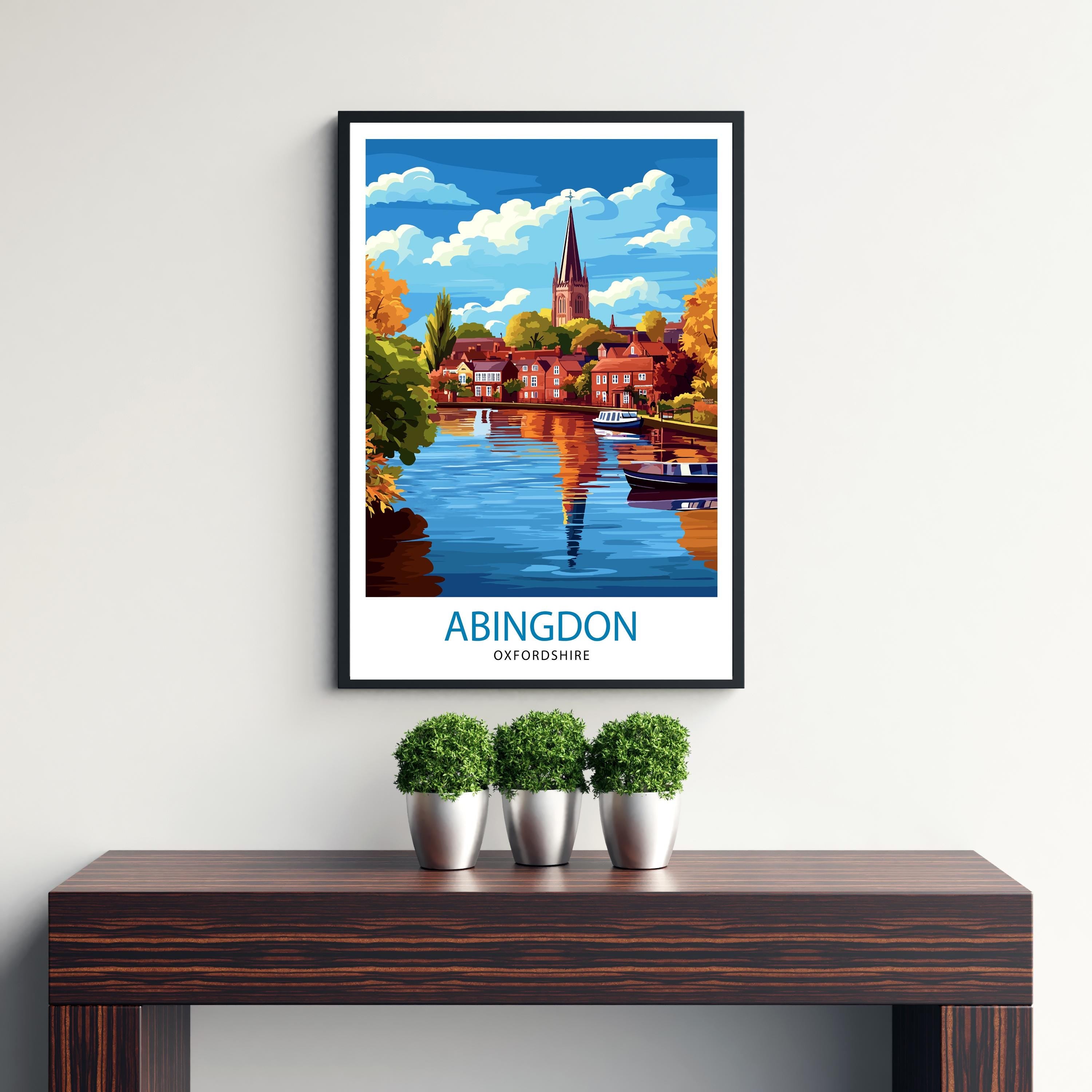 Abingdon Oxfordshire Travel Poster Historic Abingdon Art Print Oxfordshire Landscape Poster Abingdon Town Wall Decor UK Village Art