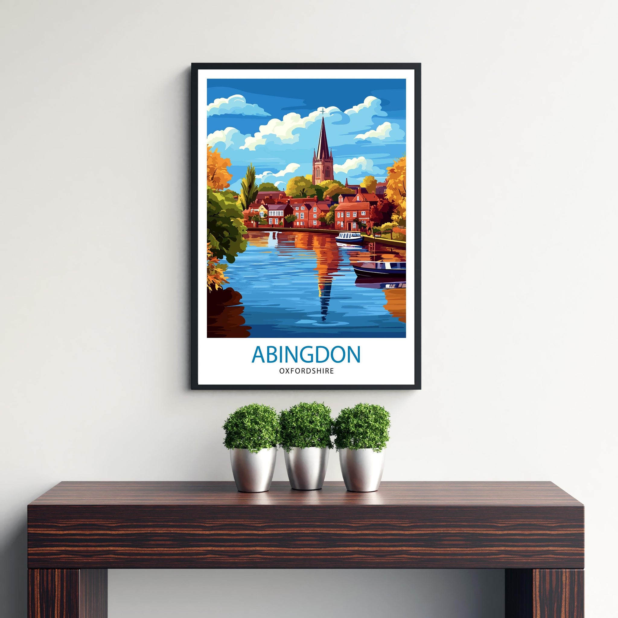 Abingdon Oxfordshire Travel Poster Historic Abingdon Art Print Oxfordshire Landscape Poster Abingdon Town Wall Decor UK Village Art