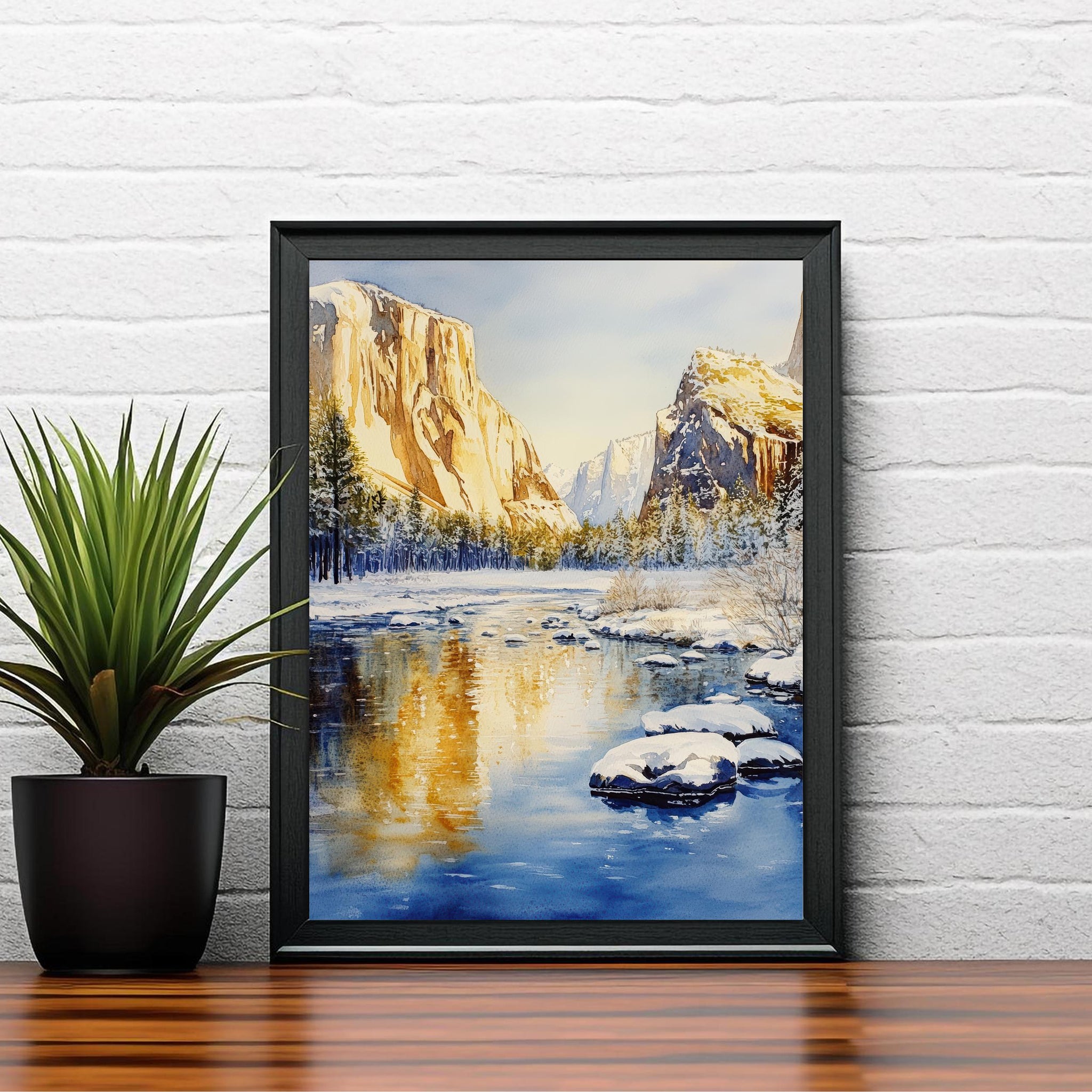 Yosemite National Park Watercolor Painting Yosemite Landscape Art Yosemite Falls Print Watercolor Nature Art Scenic National Park Decor