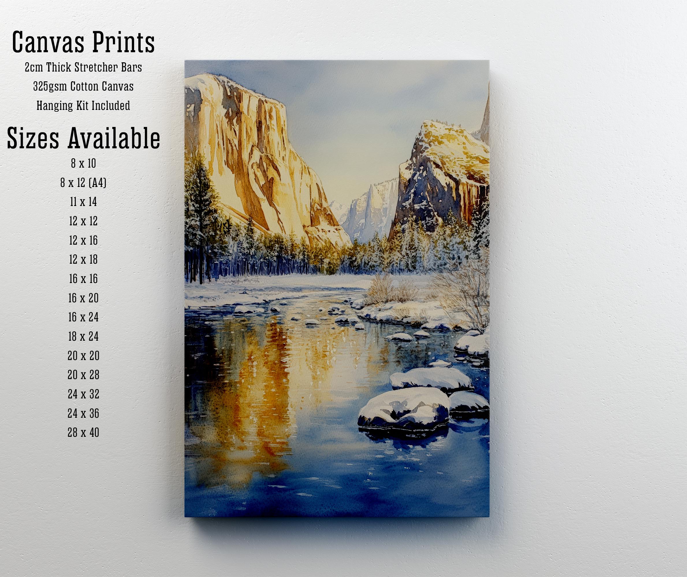 Yosemite National Park Watercolor Painting Yosemite Landscape Art Yosemite Falls Print Watercolor Nature Art Scenic National Park Decor