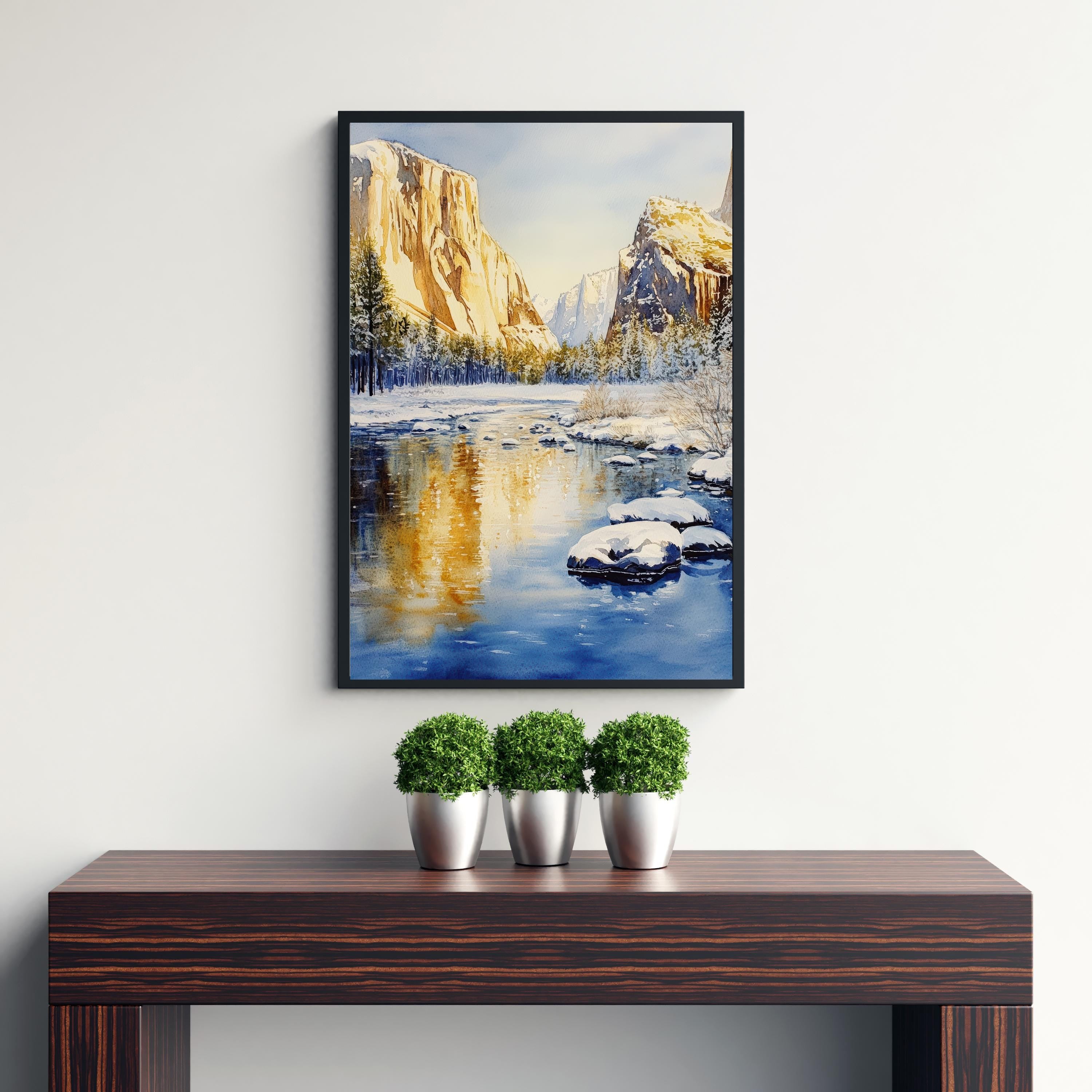 Yosemite National Park Watercolor Painting Yosemite Landscape Art Yosemite Falls Print Watercolor Nature Art Scenic National Park Decor