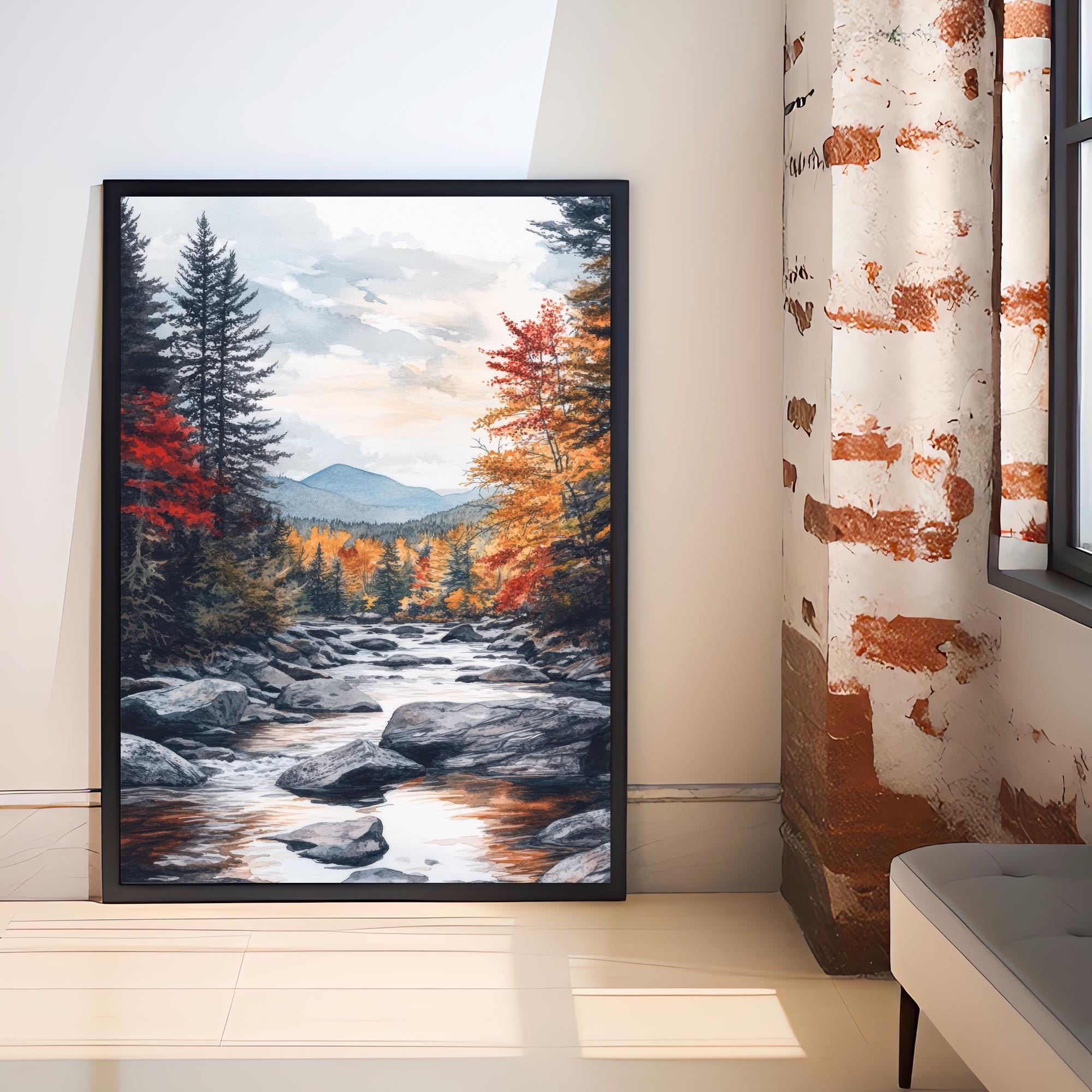 Adirondack Mountains Watercolor Painting Adirondack Landscape Art Watercolor Nature Print Scenic Adirondacks Art Mountain Decor