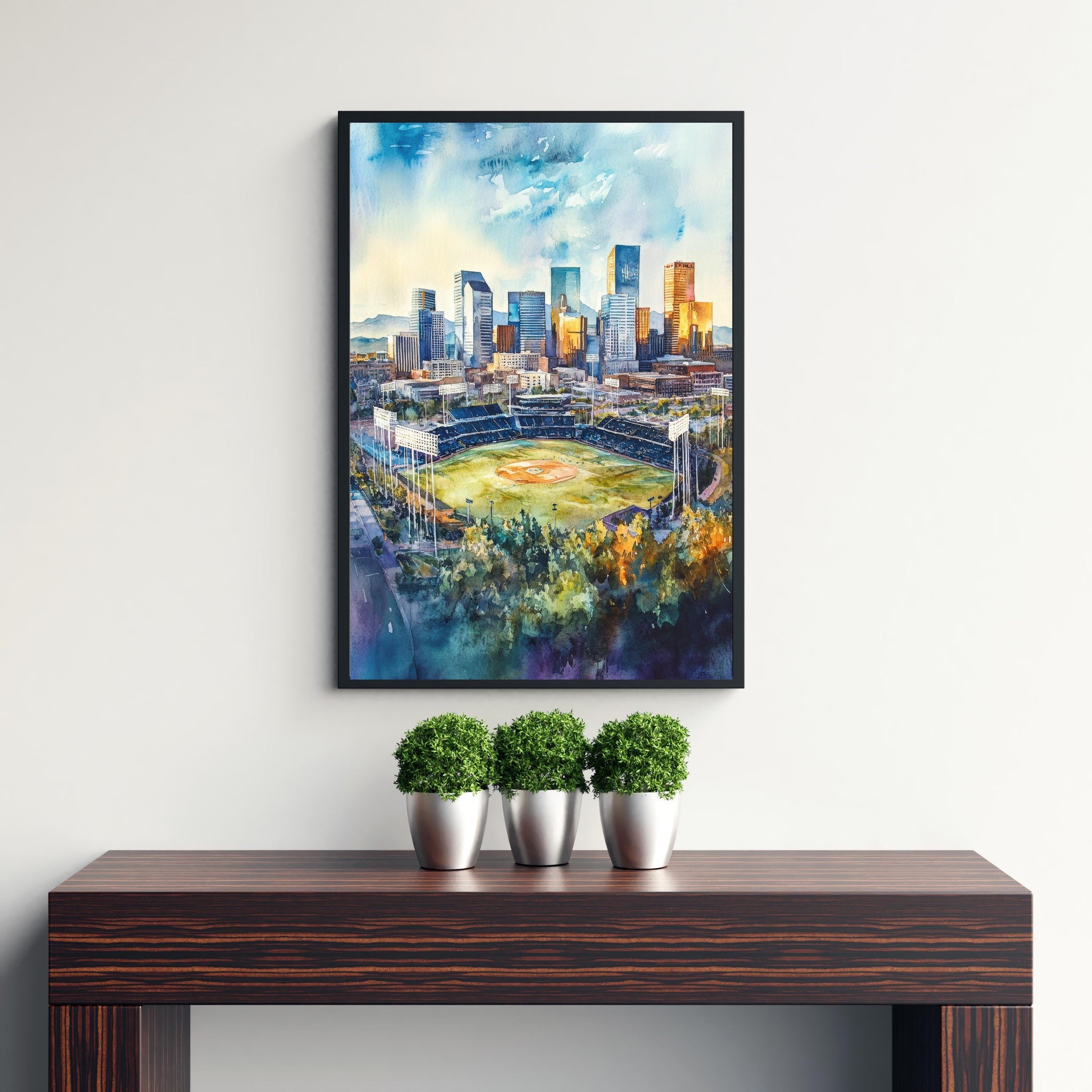 Denver Watercolor Painting Denver City Art Watercolor Landscape Denver Skyline Print Urban Art Scenic Denver Wall Decor