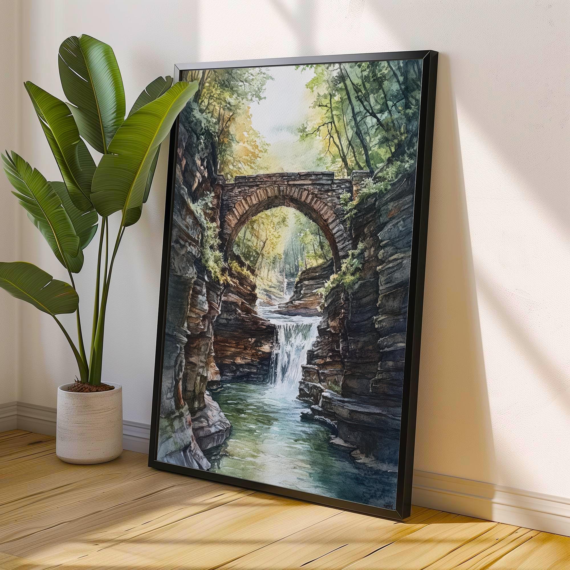 Finger Lakes Watercolor Painting New York Landscape Art Finger Lakes Print Watercolor Nature Art Scenic Finger Lakes Decor