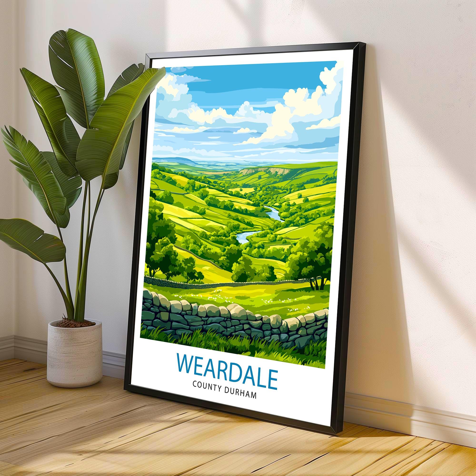 Weardale Travel Poster UK Landscape Art Weardale Print Scenic Weardale Wall Decor Durham Travel Art Weardale Nature Poster