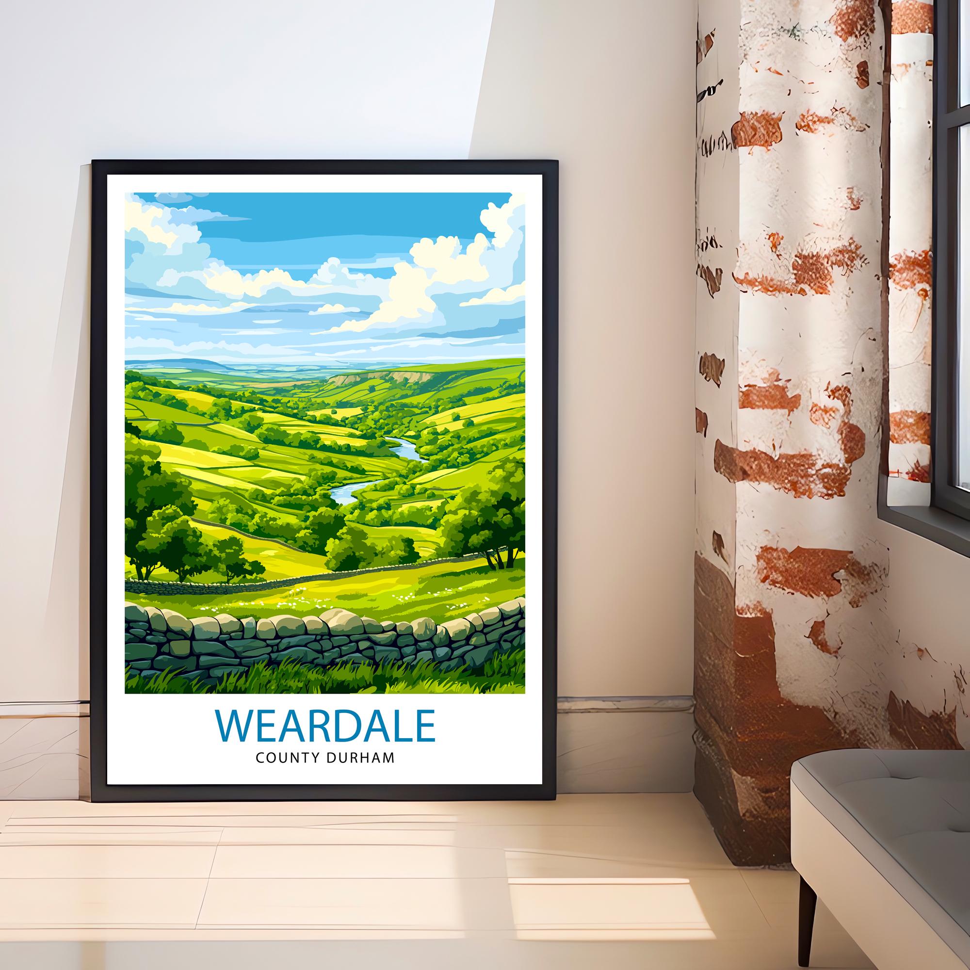 Weardale Travel Poster UK Landscape Art Weardale Print Scenic Weardale Wall Decor Durham Travel Art Weardale Nature Poster