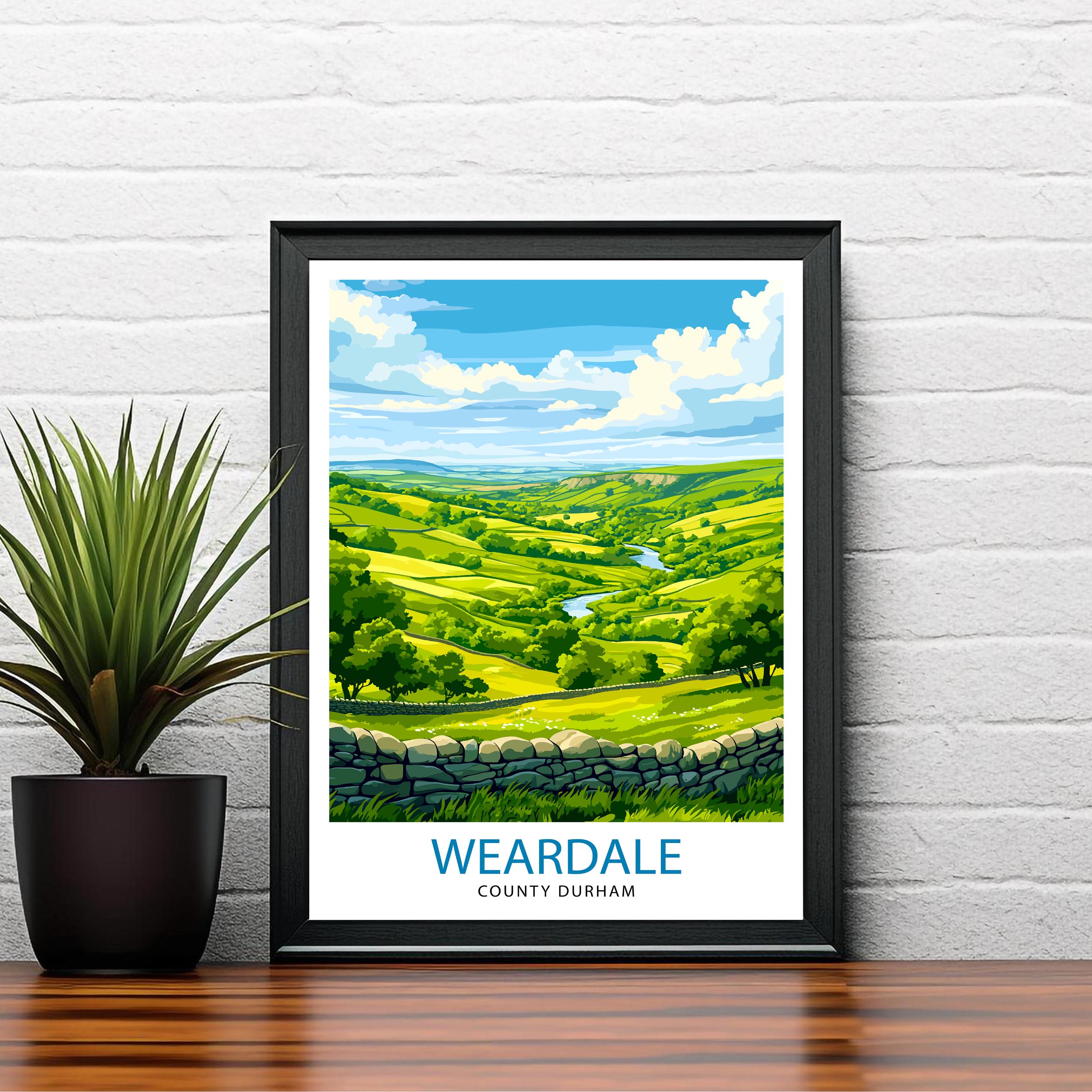 Weardale Travel Poster UK Landscape Art Weardale Print Scenic Weardale Wall Decor Durham Travel Art Weardale Nature Poster