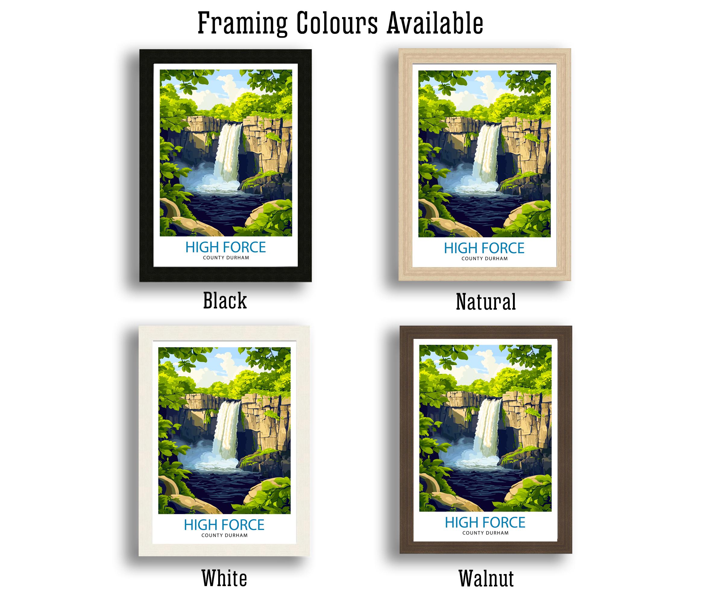 High Force Waterfall Travel Poster Art Print Scenic Nature Wall Art Gift for Adventure Lovers & Home Decor