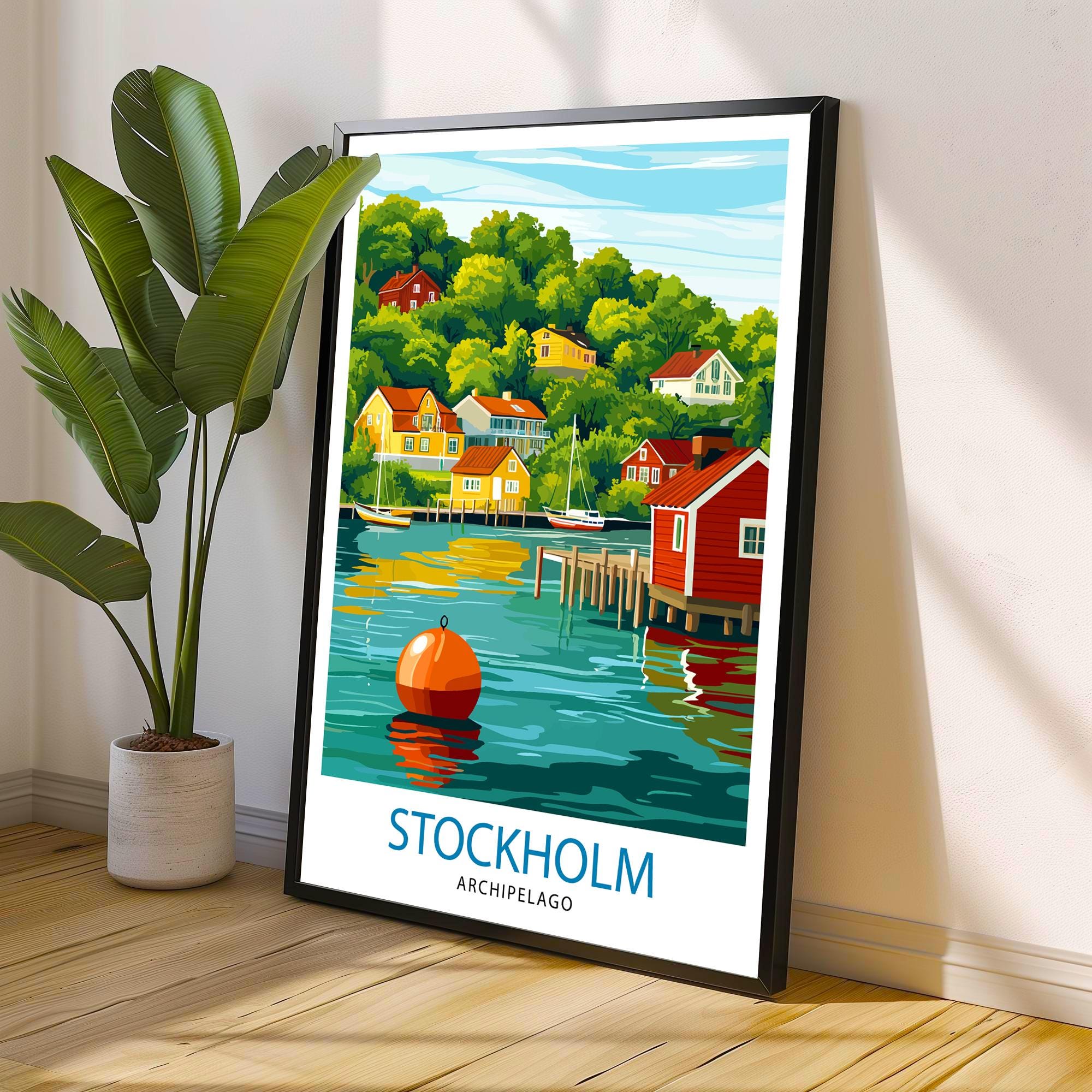 Stockholm Archipelago Travel Poster Sweden Archipelago Art Stockholm Print Scenic Archipelago Decor Swedish Nature Art