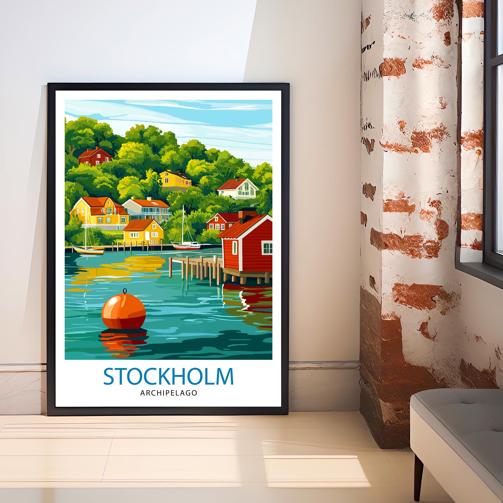 Stockholm Archipelago Travel Poster Sweden Archipelago Art Stockholm Print Scenic Archipelago Decor Swedish Nature Art