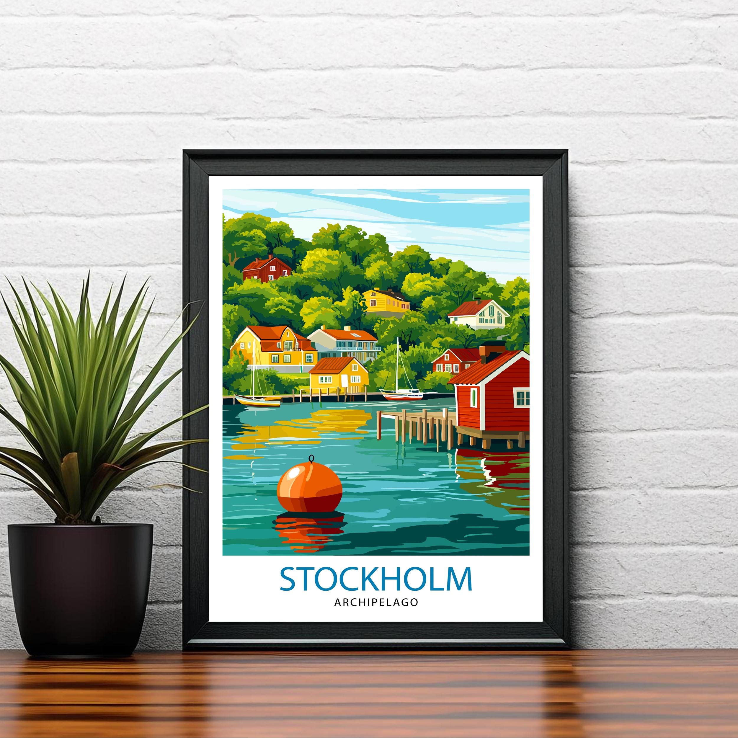 Stockholm Archipelago Travel Poster Sweden Archipelago Art Stockholm Print Scenic Archipelago Decor Swedish Nature Art