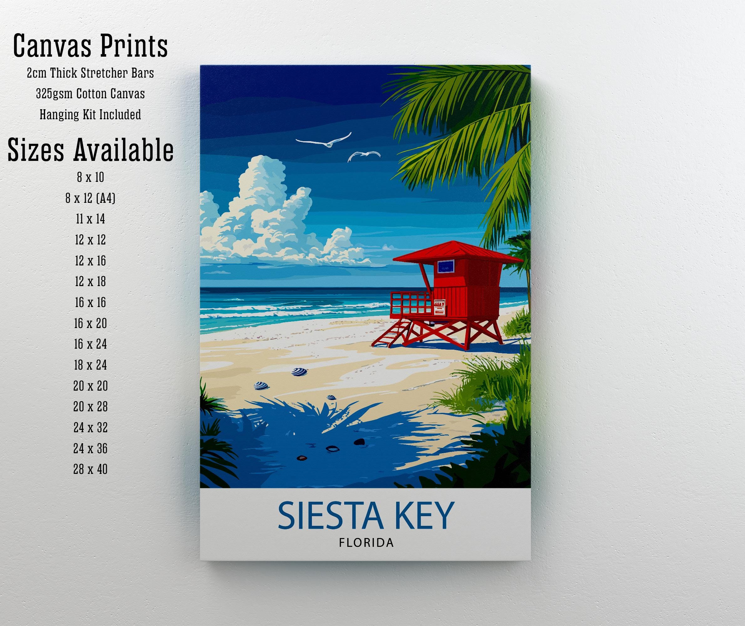 Siesta Key Travel Poster Florida Beach Art Siesta Key Print Scenic Beach Poster Tropical Travel Decor Siesta Key Wall Art