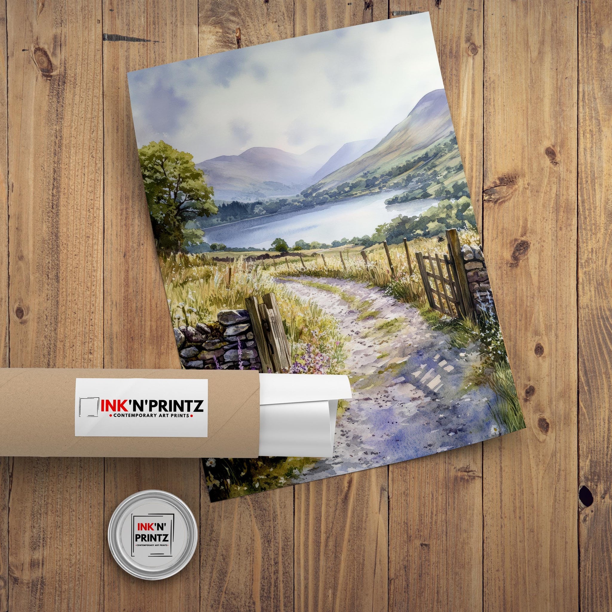 Keswick Lake District Watercolour Painting UK Landscape Art Keswick Poster Watercolour Lake Art Scenic Keswick