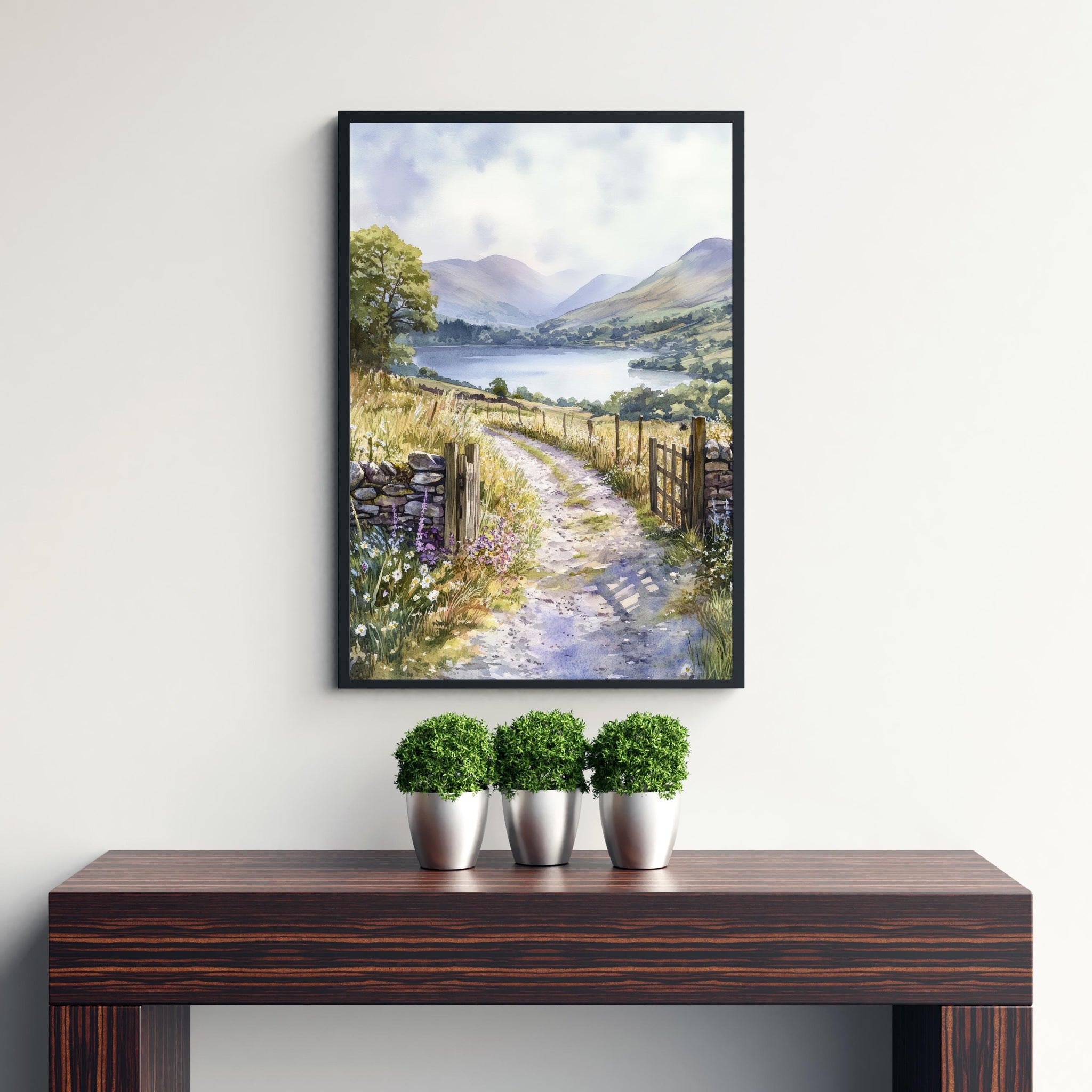 Keswick Lake District Watercolour Painting UK Landscape Art Keswick Poster Watercolour Lake Art Scenic Keswick
