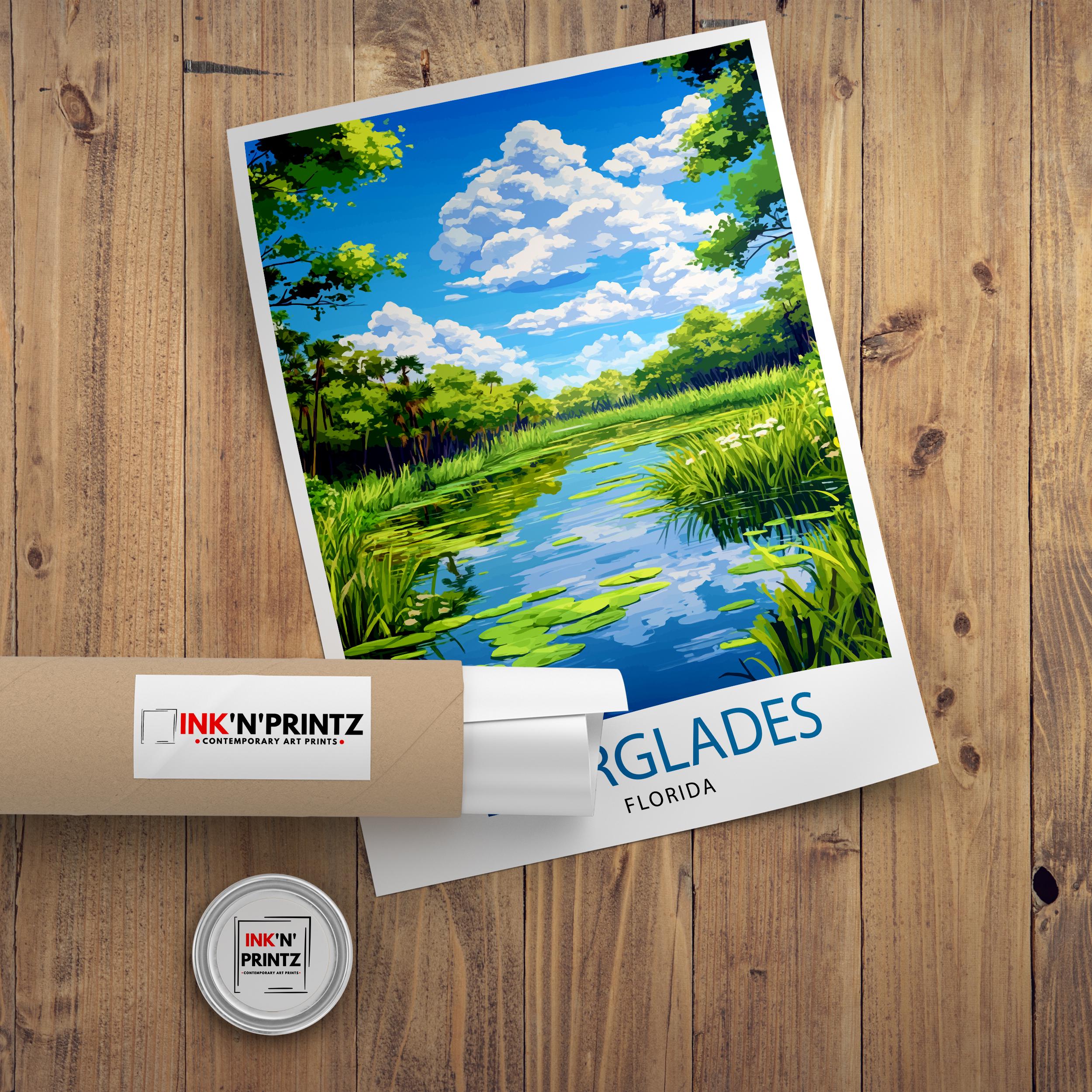 Everglades Florida Travel Poster Everglades National Park Art Scenic Florida Poster Everglades Wildlife Decor Tropical Nature Art