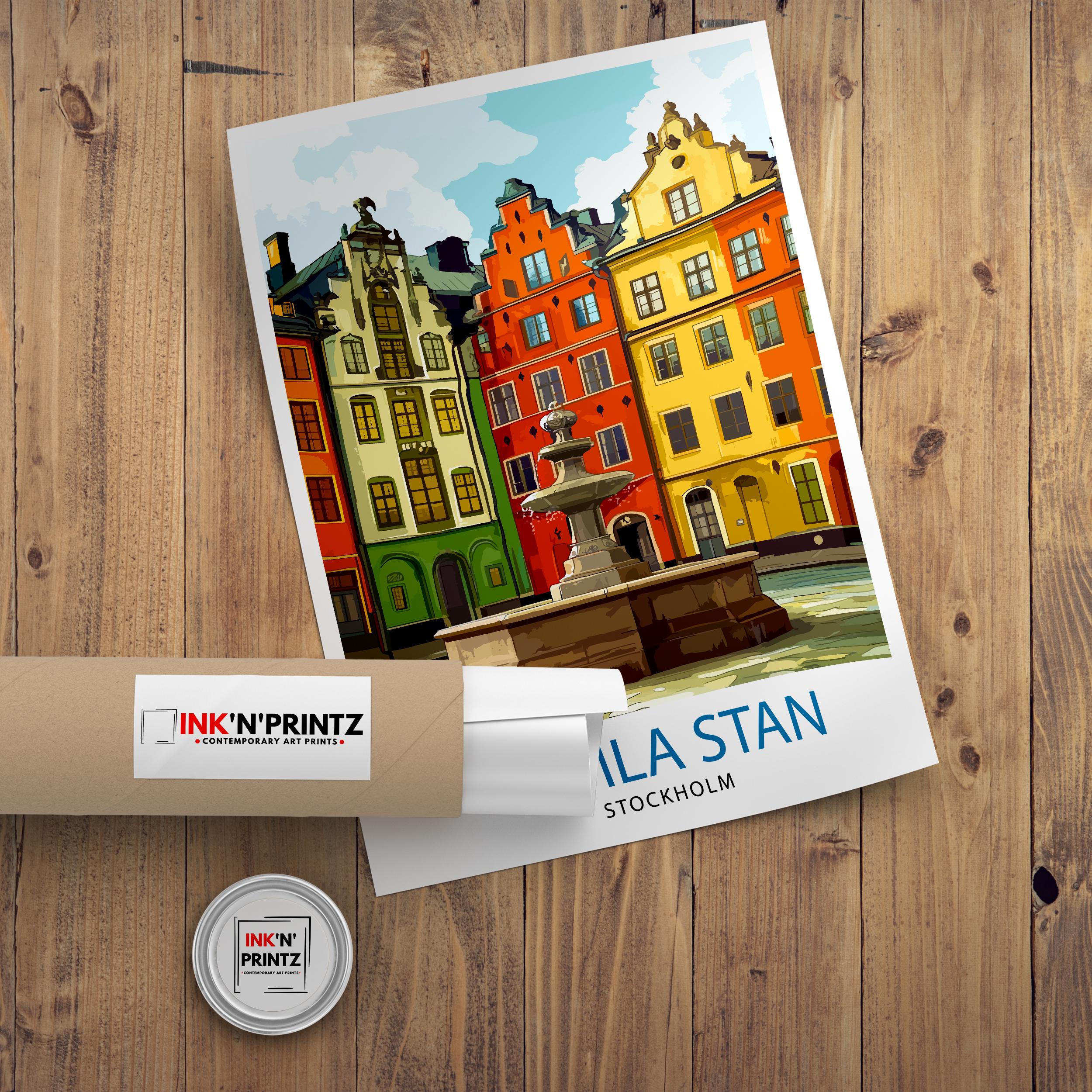 Gamla Stan Stockholm Travel Poster Swedish City Art Gamla Stan Print Scenic Stockholm Poster Stockholm Wall Decor
