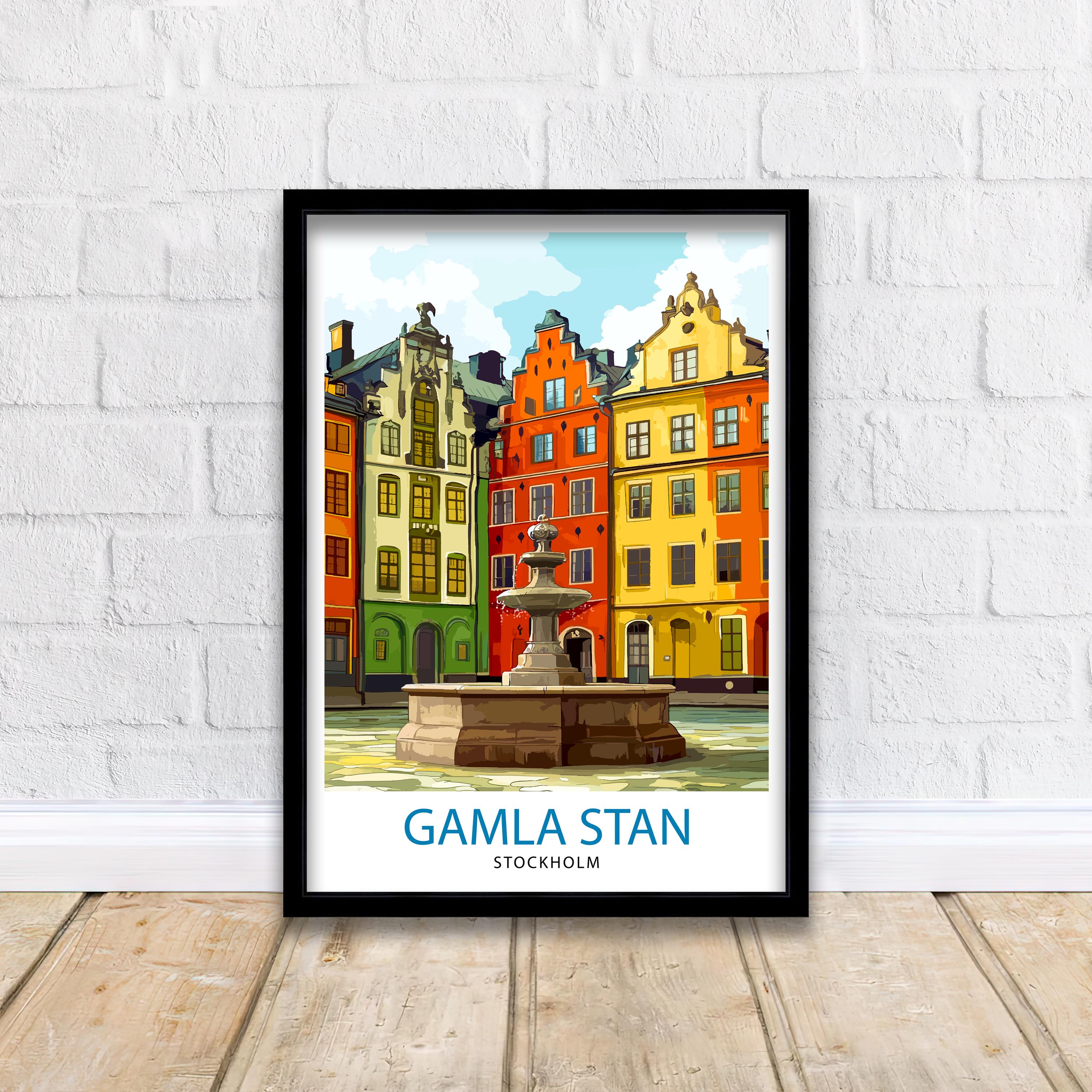 Gamla Stan Stockholm Travel Poster Swedish City Art Gamla Stan Print Scenic Stockholm Poster Stockholm Wall Decor
