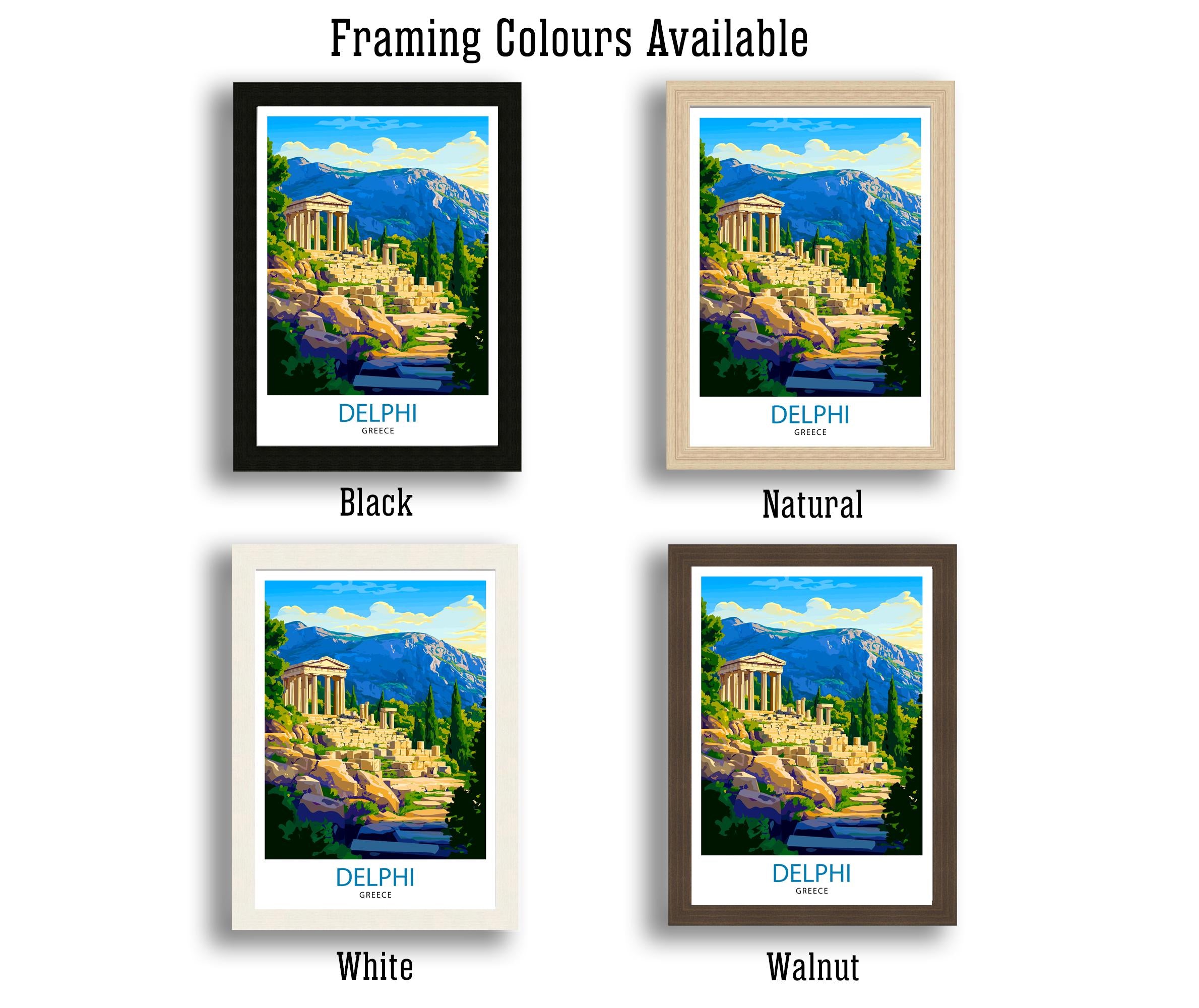 Delphi Greece Travel Poster Wall Art Ancient Ruins Delphi Print Greek Mythology Art Scenic Views Nature Lover Gift Greek Heritage