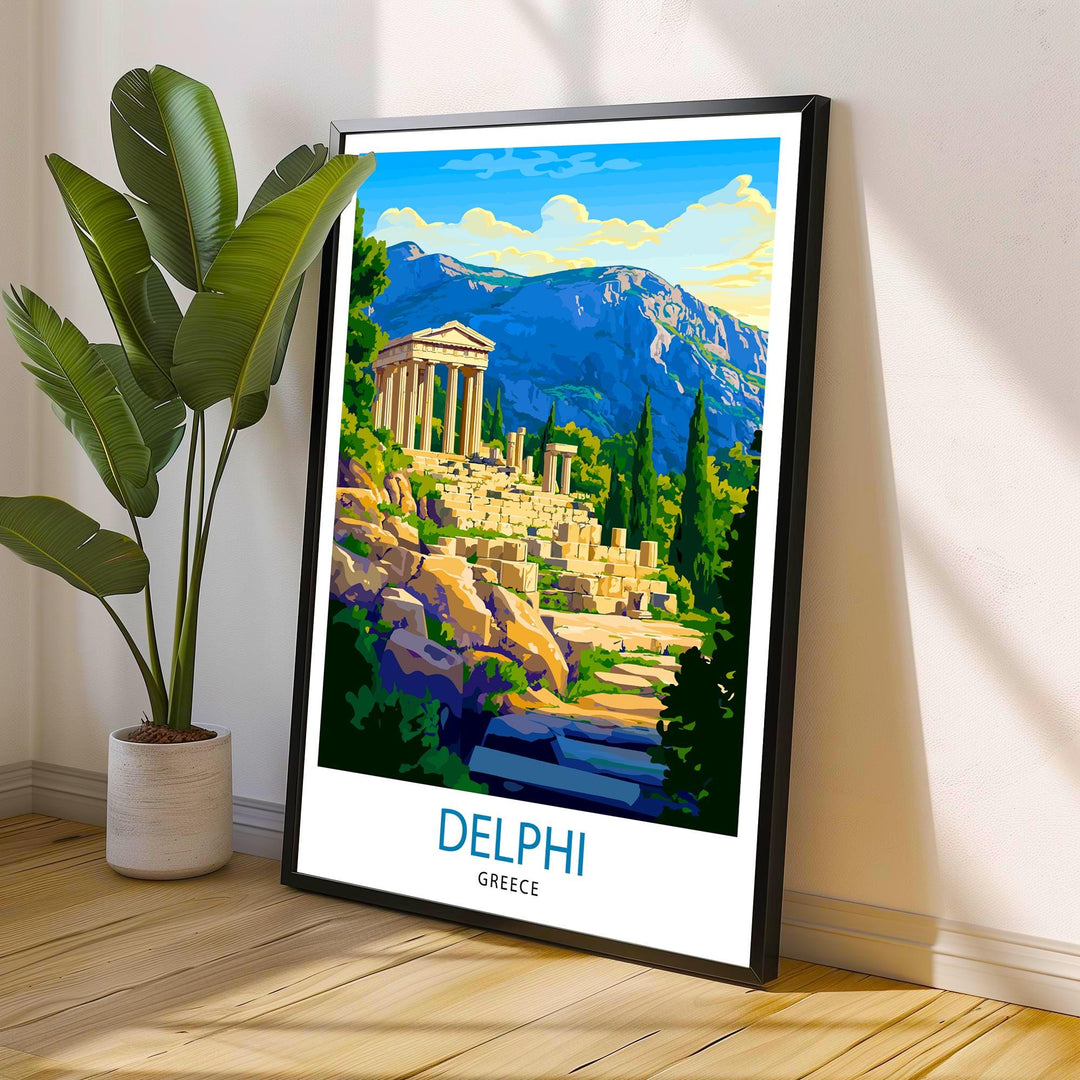 Delphi Greece Travel Poster – Ancient Ruins & Greek Mythology Wall Art