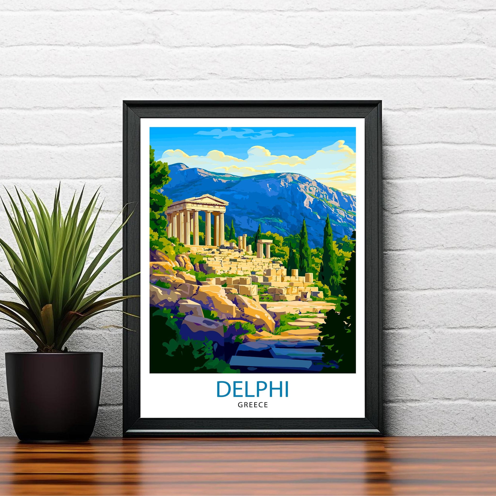 Delphi Greece Travel Poster Wall Art Ancient Ruins Delphi Print Greek Mythology Art Scenic Views Nature Lover Gift Greek Heritage