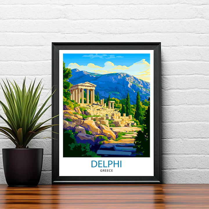 Delphi Greece Travel Poster – Ancient Ruins & Greek Mythology Wall Art