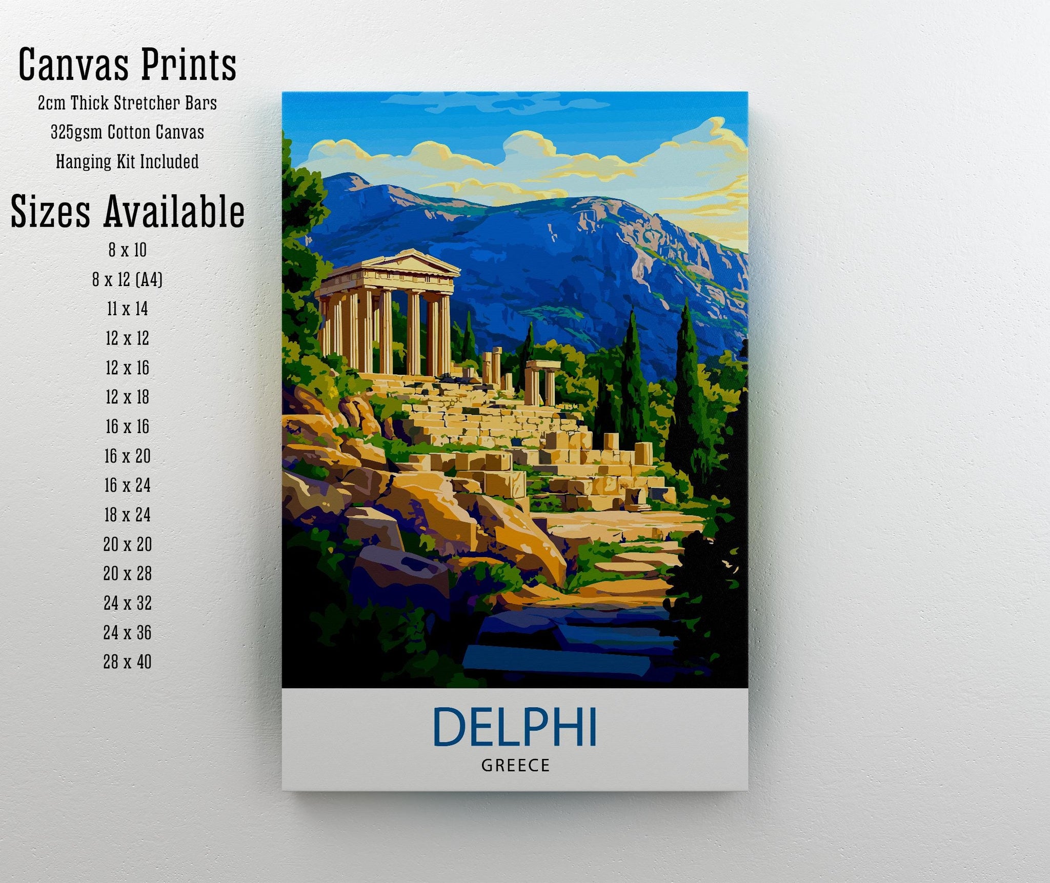Delphi Greece Travel Poster Wall Art Ancient Ruins Delphi Print Greek Mythology Art Scenic Views Nature Lover Gift Greek Heritage