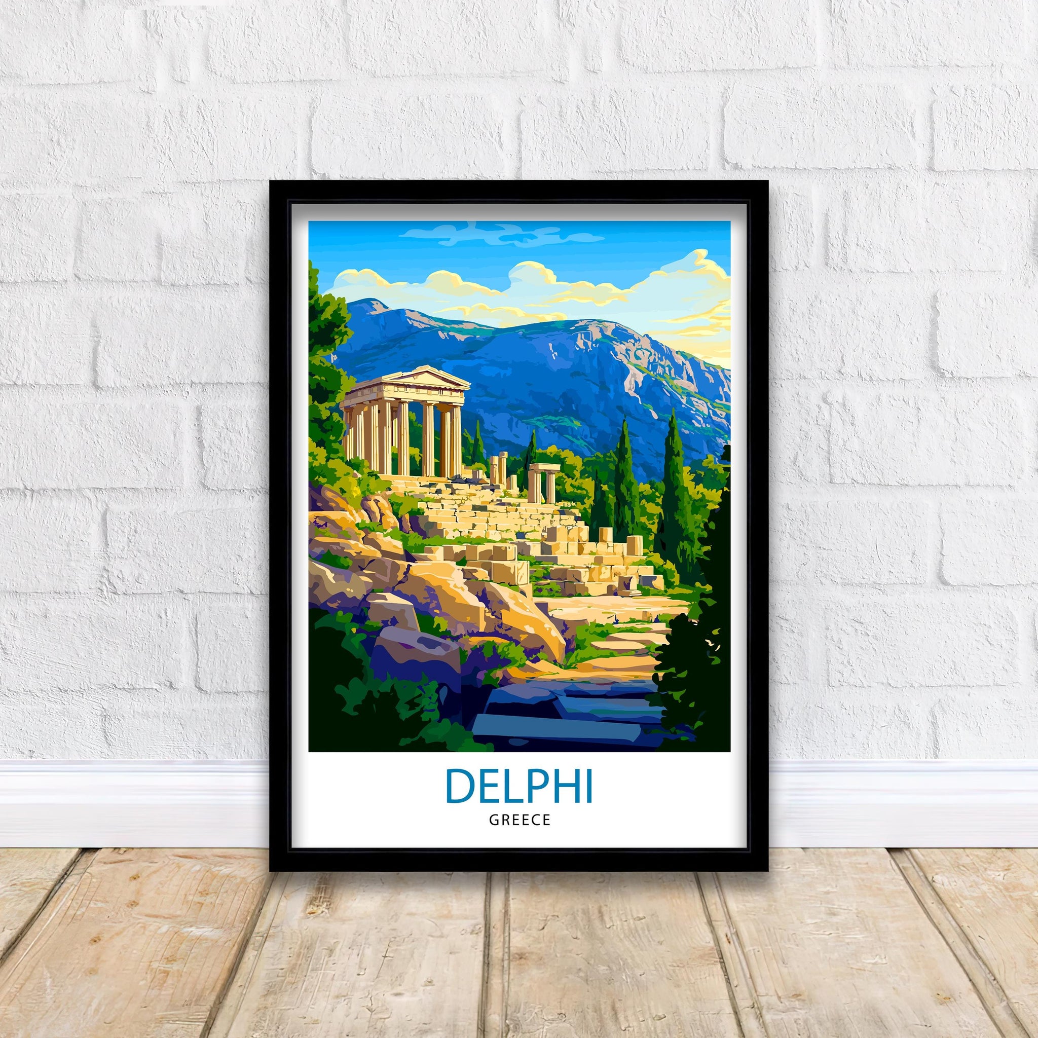 Delphi Greece Travel Poster Wall Art Ancient Ruins Delphi Print Greek Mythology Art Scenic Views Nature Lover Gift Greek Heritage