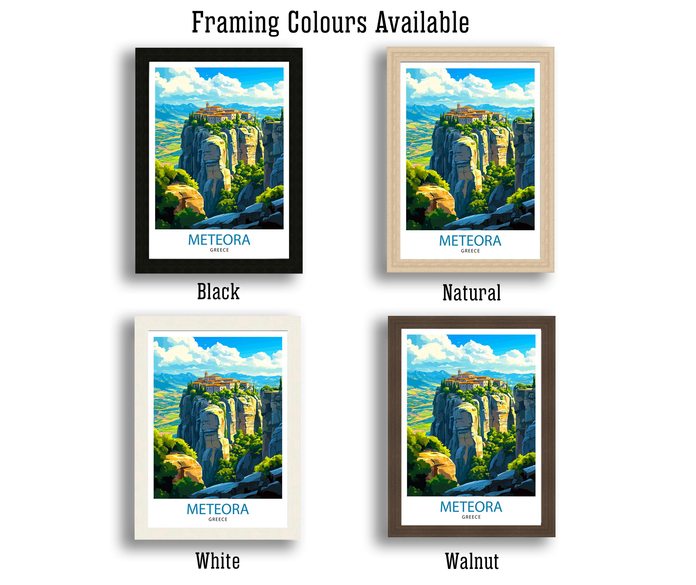 Meteora Greece Travel Poster Wall Art Meteora Monasteries Print Greek Landscape Art Scenic Views Nature Lover Gift Greek Heritage