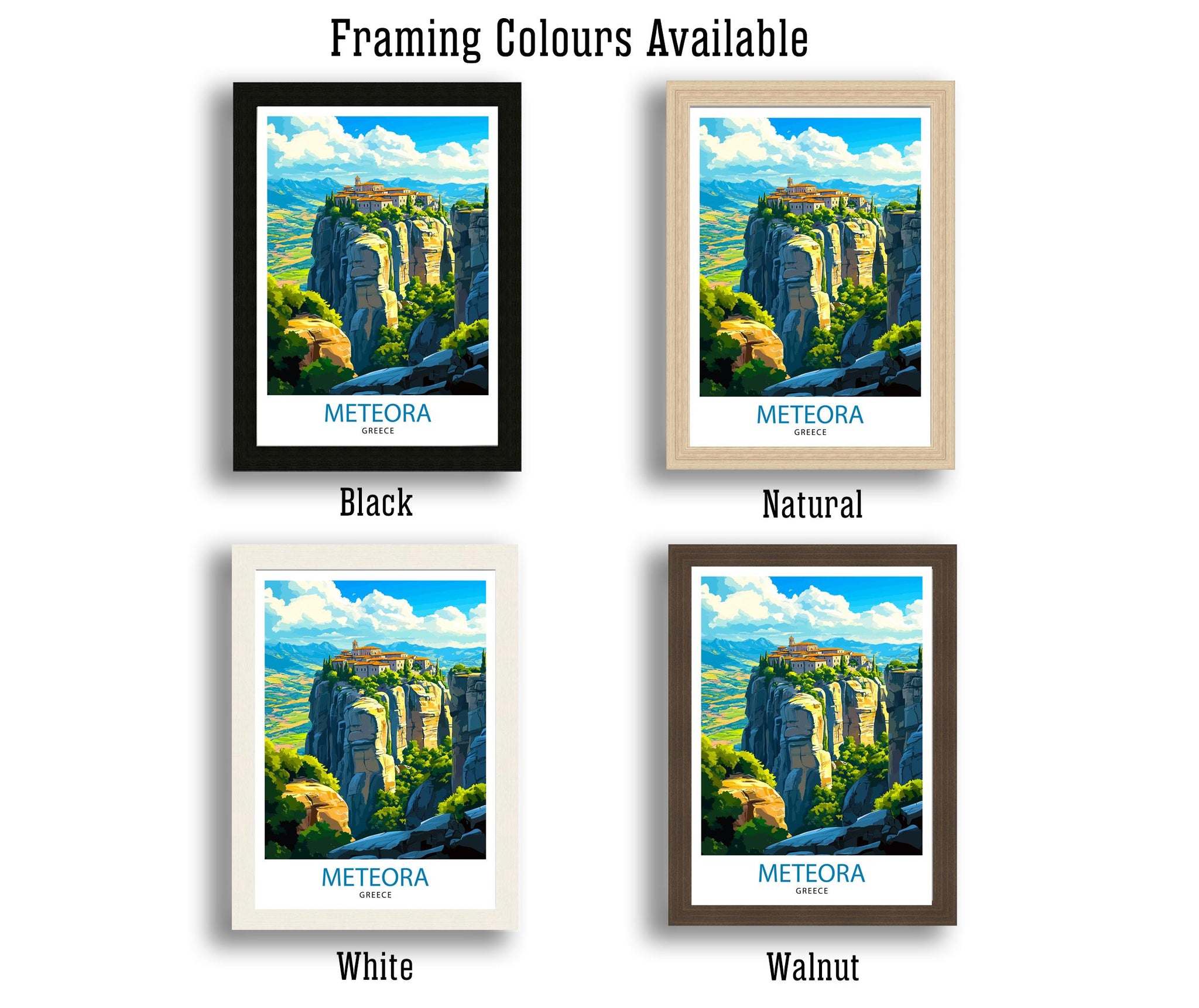 Meteora Greece Travel Poster Wall Art Meteora Monasteries Print Greek Landscape Art Scenic Views Nature Lover Gift Greek Heritage