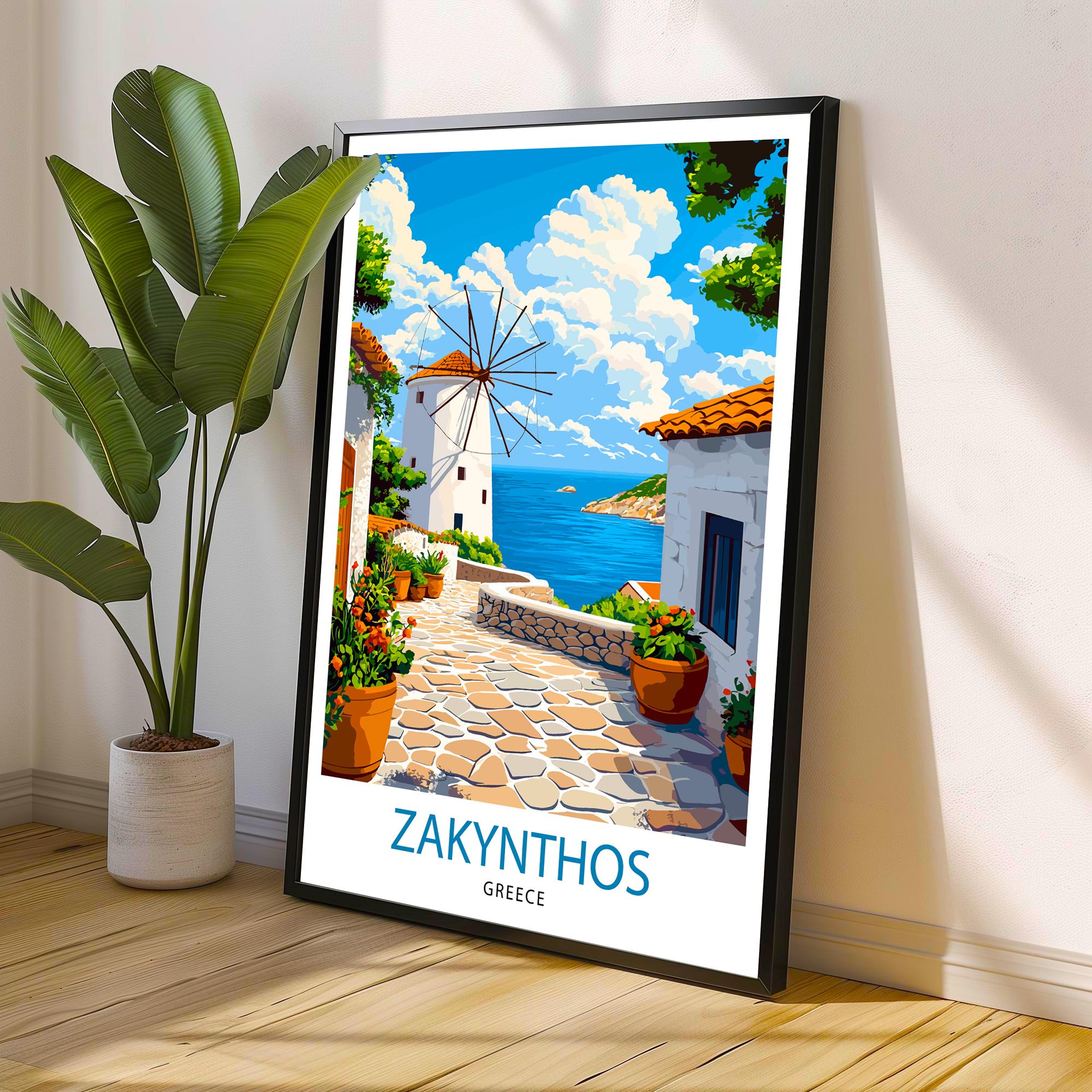 Zakynthos Greece Travel Poster Wall Art Navagio Beach Print Zakynthos Landscape Art Scenic Views Nature Lover Gift Greek Island Poster