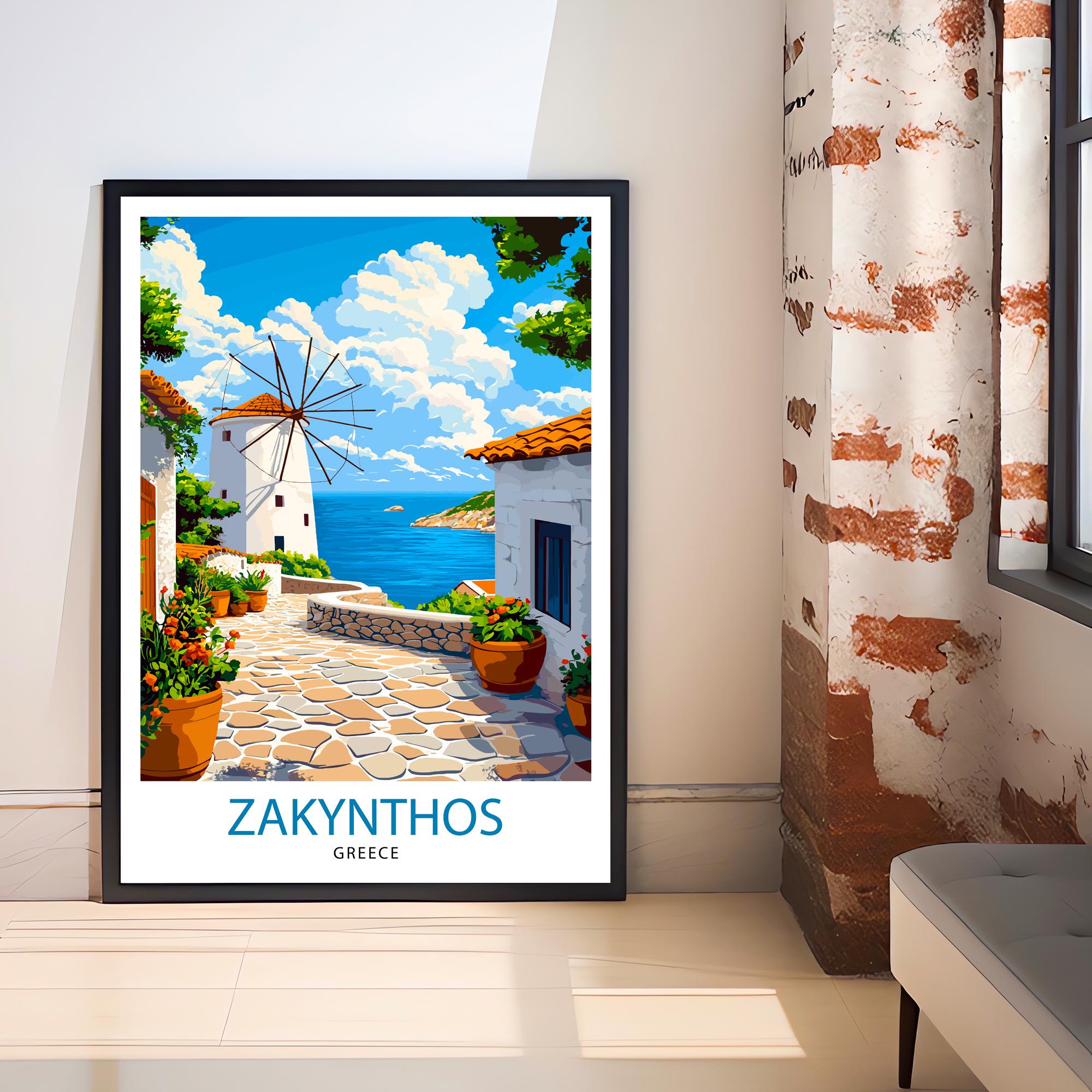 Zakynthos Greece Travel Poster Wall Art Navagio Beach Print Zakynthos Landscape Art Scenic Views Nature Lover Gift Greek Island Poster