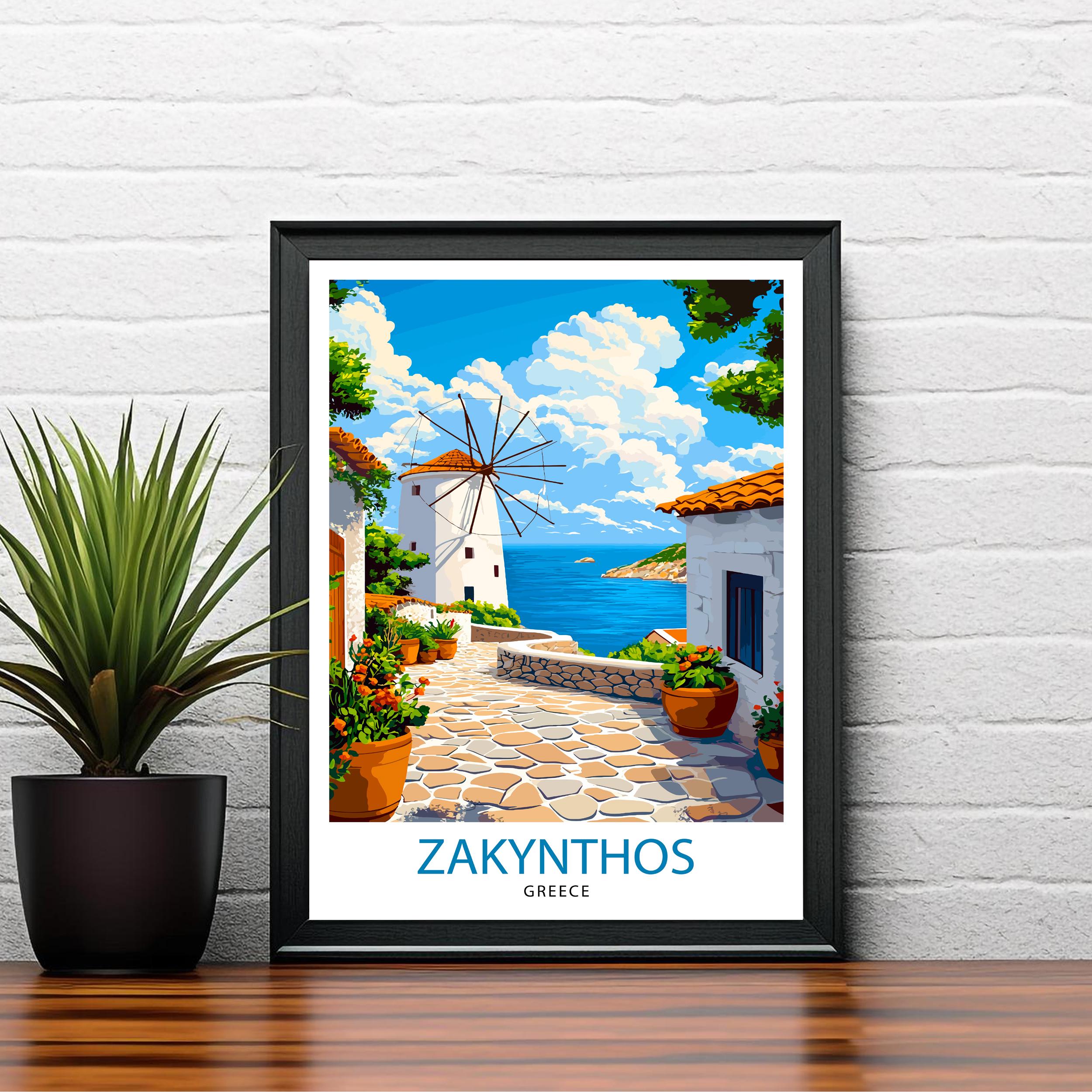 Zakynthos Greece Travel Poster Wall Art Navagio Beach Print Zakynthos Landscape Art Scenic Views Nature Lover Gift Greek Island Poster
